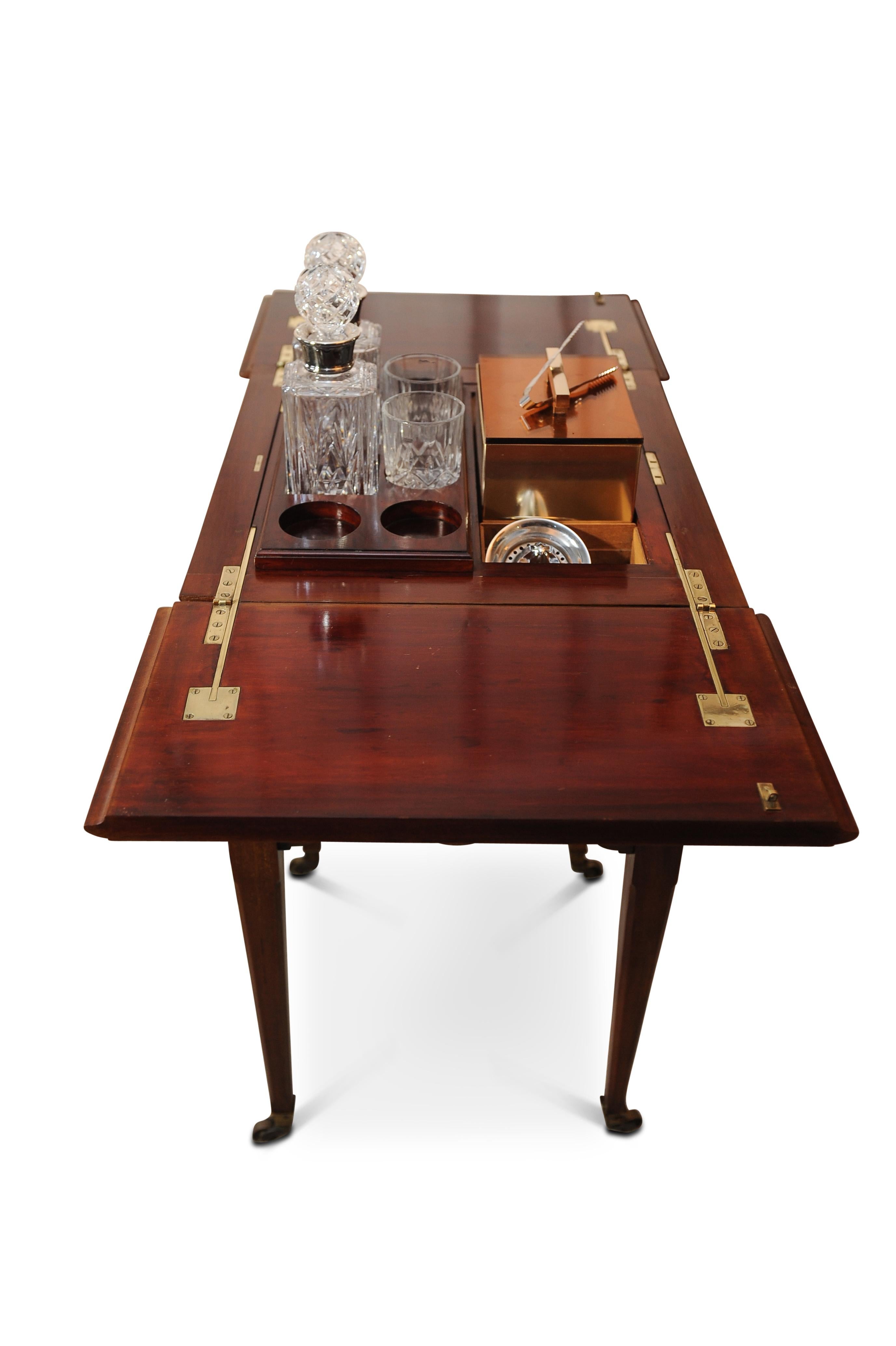 English Luxurious London Made 1920s Pop Up Dry Bar Drinks Cabinet With Decanters