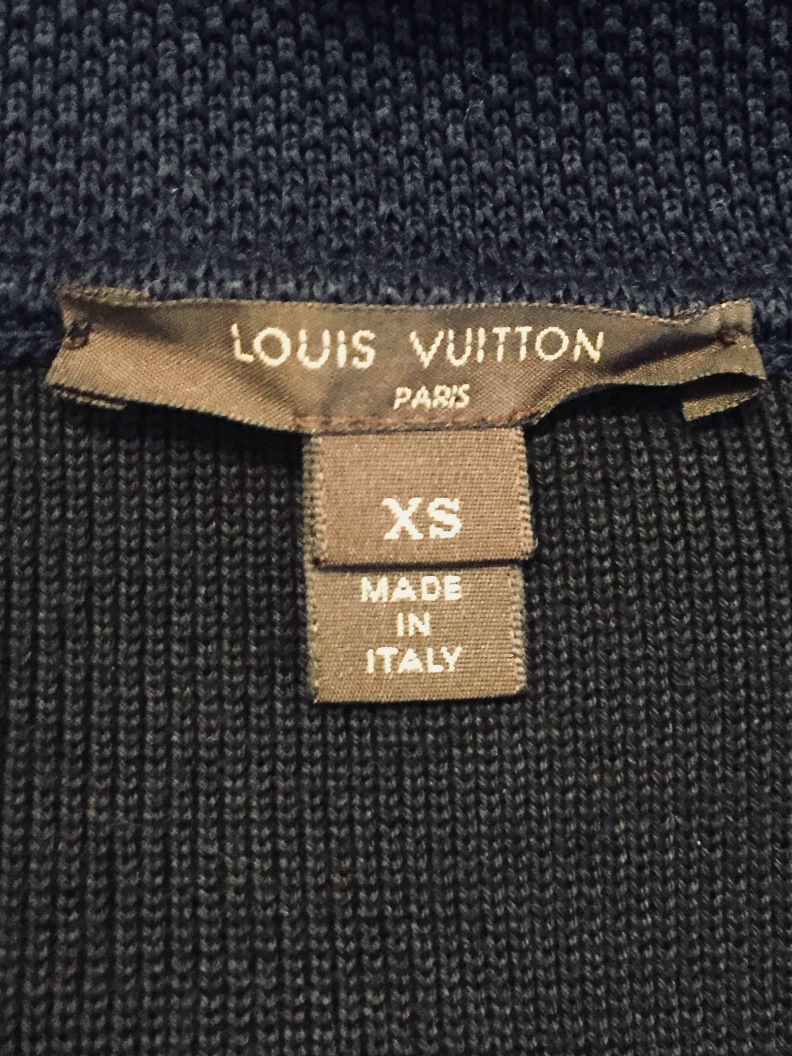 Black Louis Vuitton Blue Knit Double Breasted Jacket With 2 Bucket Pockets Size XS For Sale