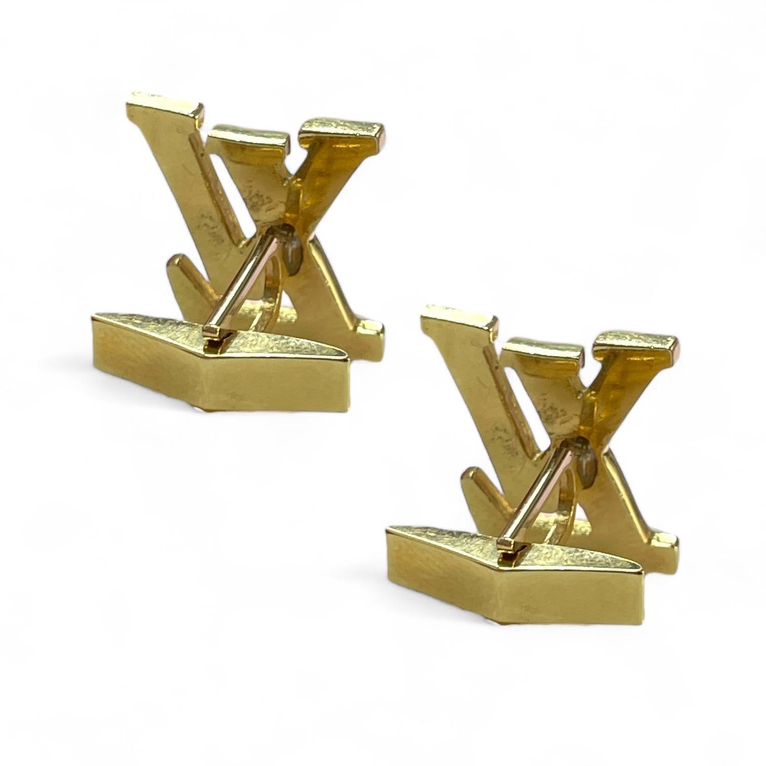 Moderno Lussuosi gemelli in oro giallo 14 carati con l'iconico Monogram 