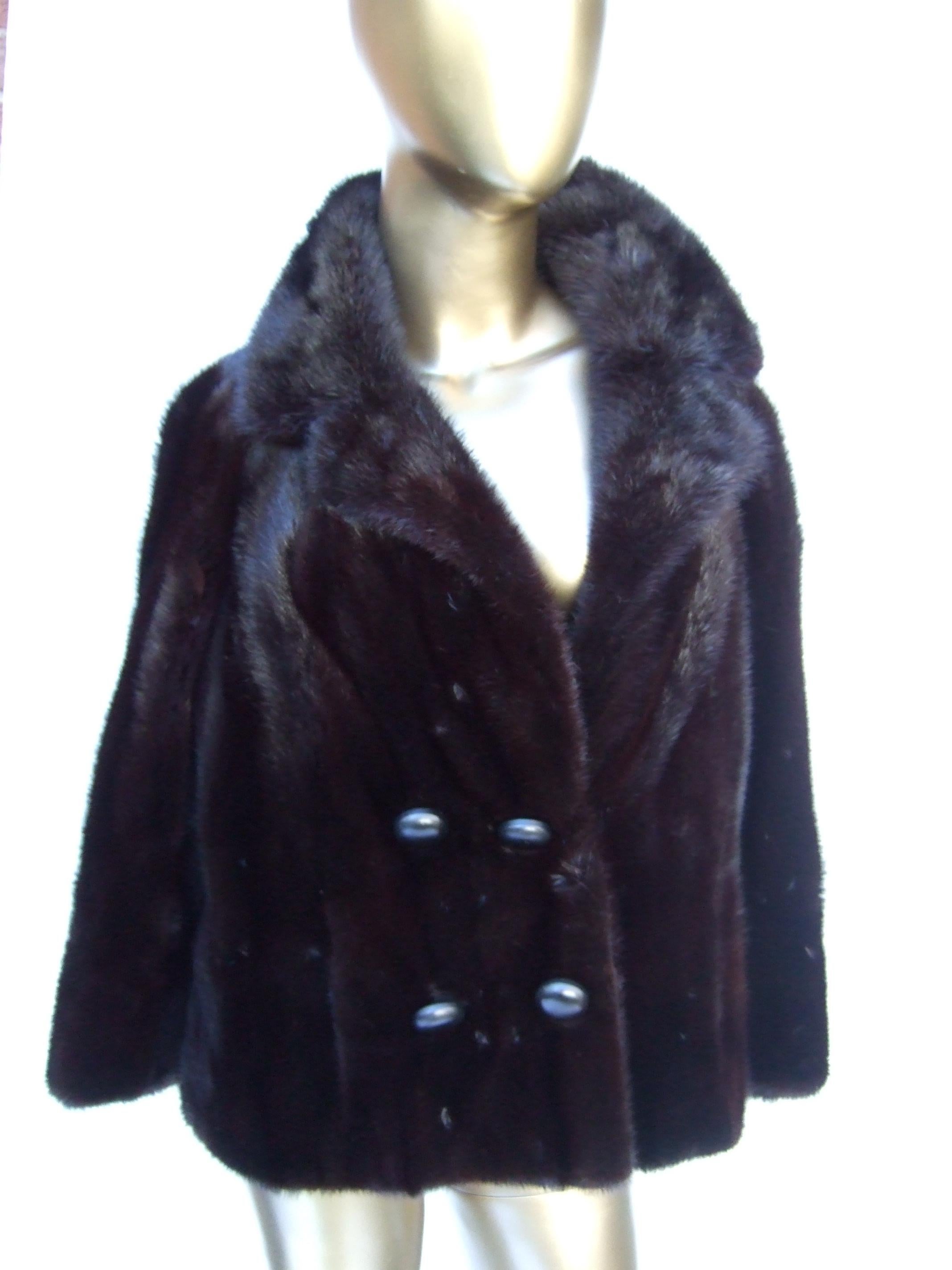 Luxurious Mahogany Plush Dark Brown Mink Fur Jacket by Bill Marre' c 1970s  6