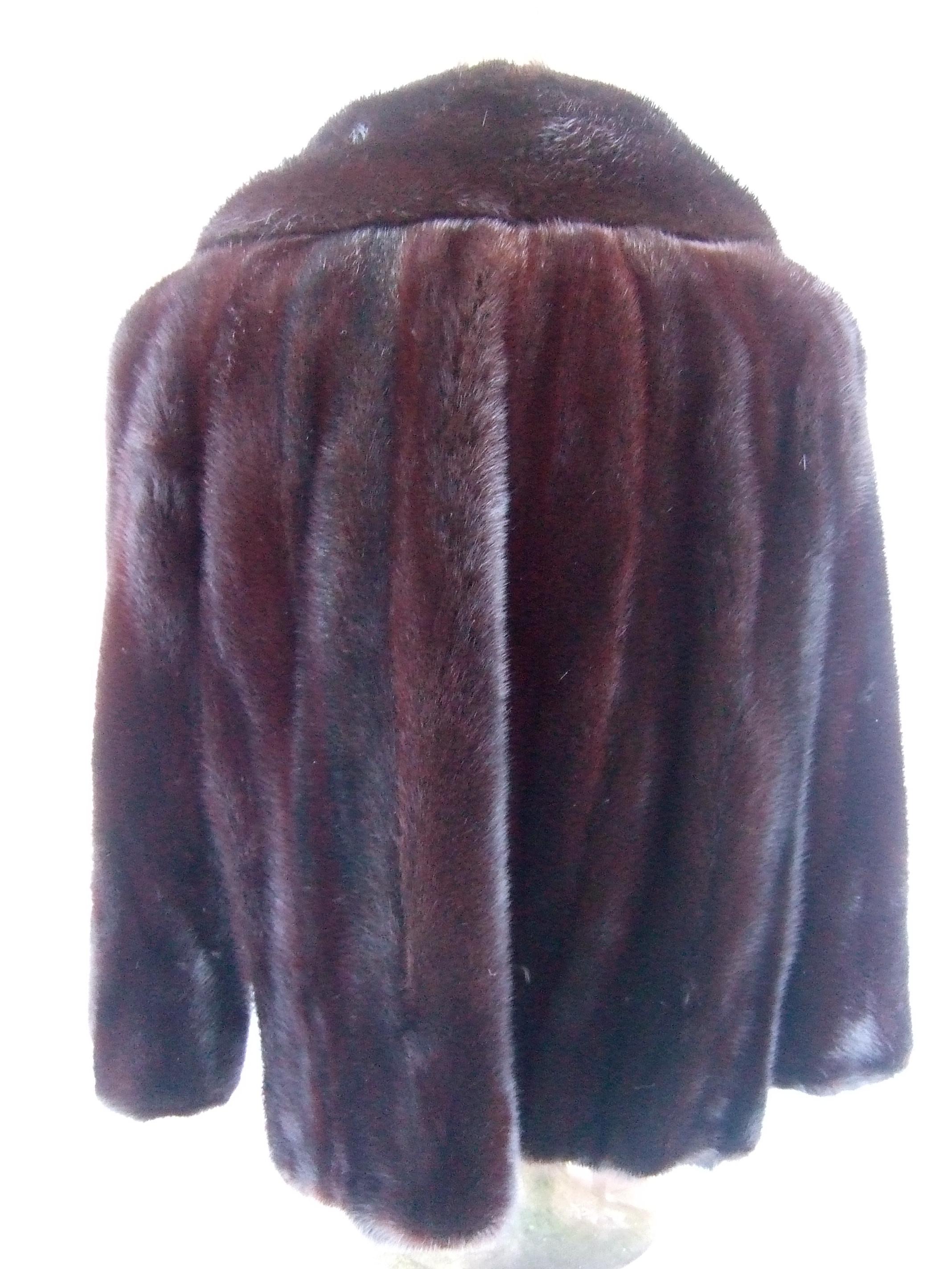 Luxurious Mahogany Plush Dark Brown Mink Fur Jacket by Bill Marre' c 1970s  9