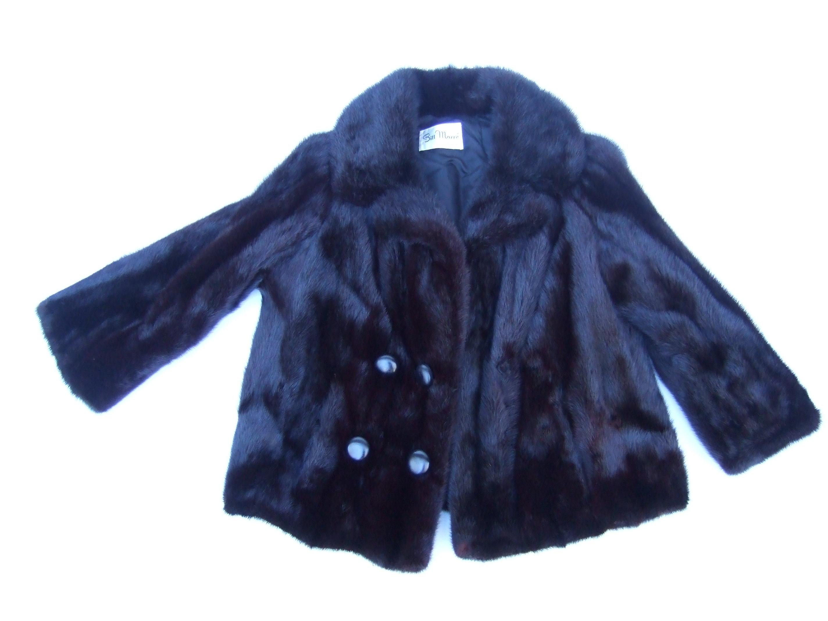 Luxurious Mahogany Plush Dark Brown Mink Fur Jacket by Bill Marre' c 1970s  11
