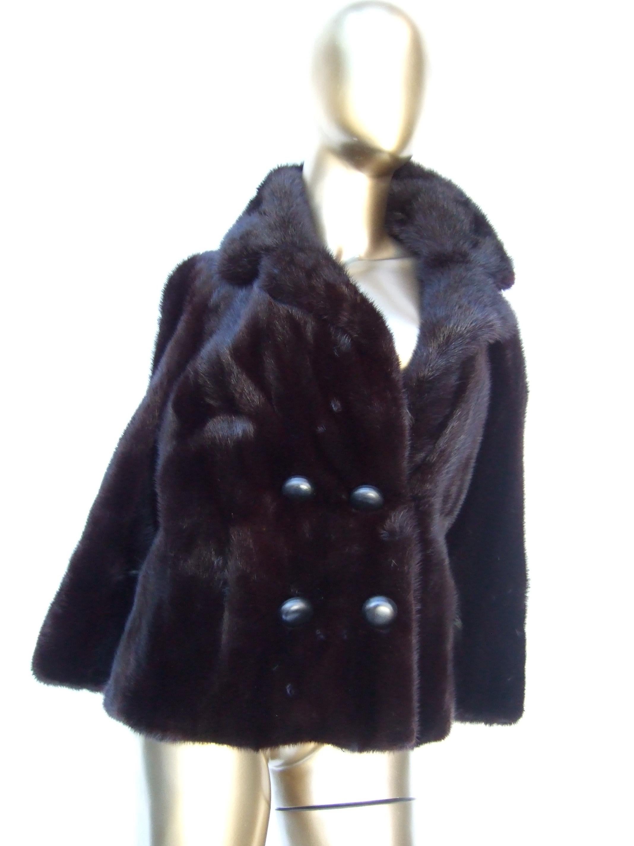 Black Luxurious Mahogany Plush Dark Brown Mink Fur Jacket by Bill Marre' c 1970s 