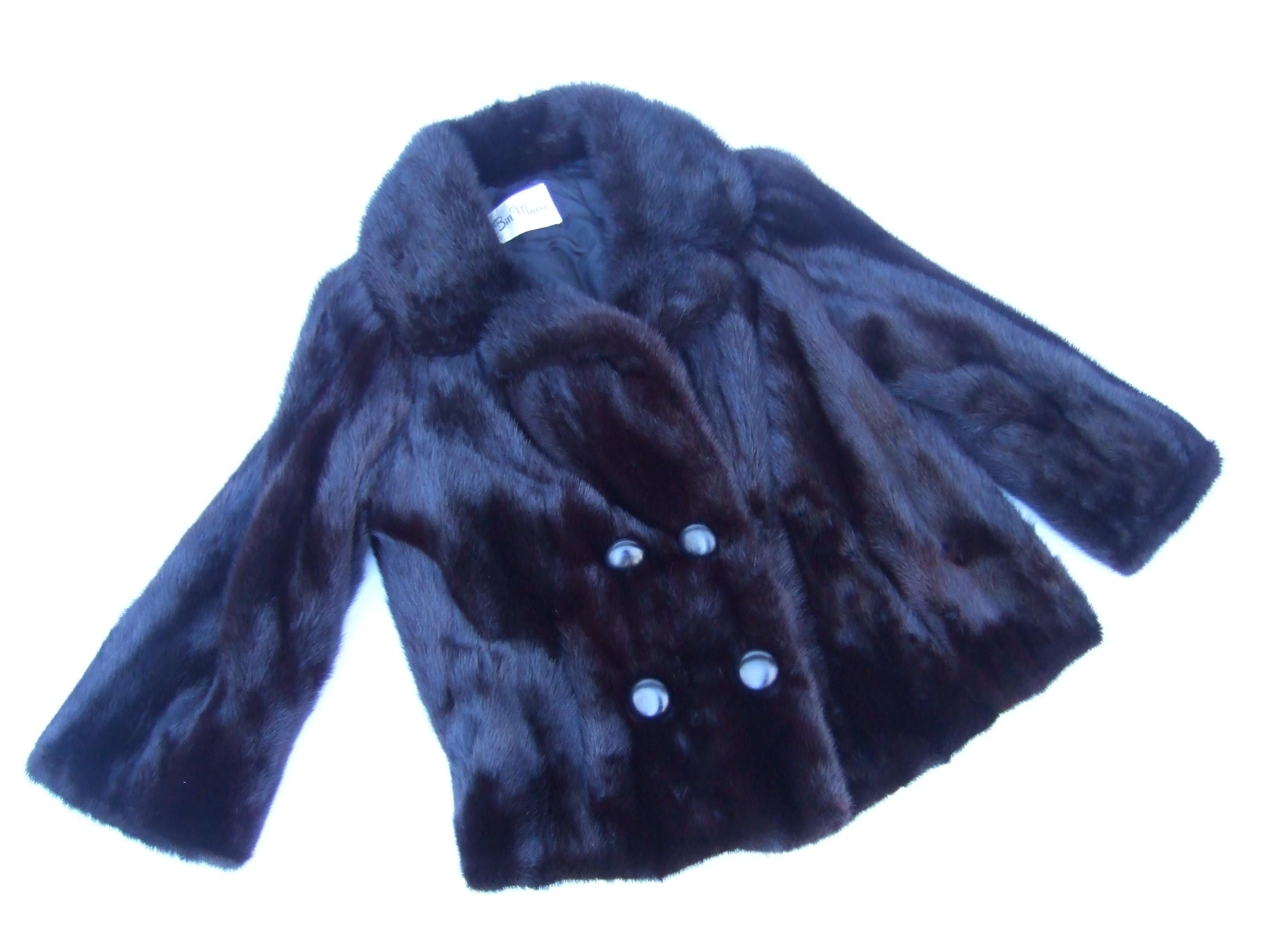 Luxurious Mahogany Plush Dark Brown Mink Fur Jacket by Bill Marre' c 1970s  1