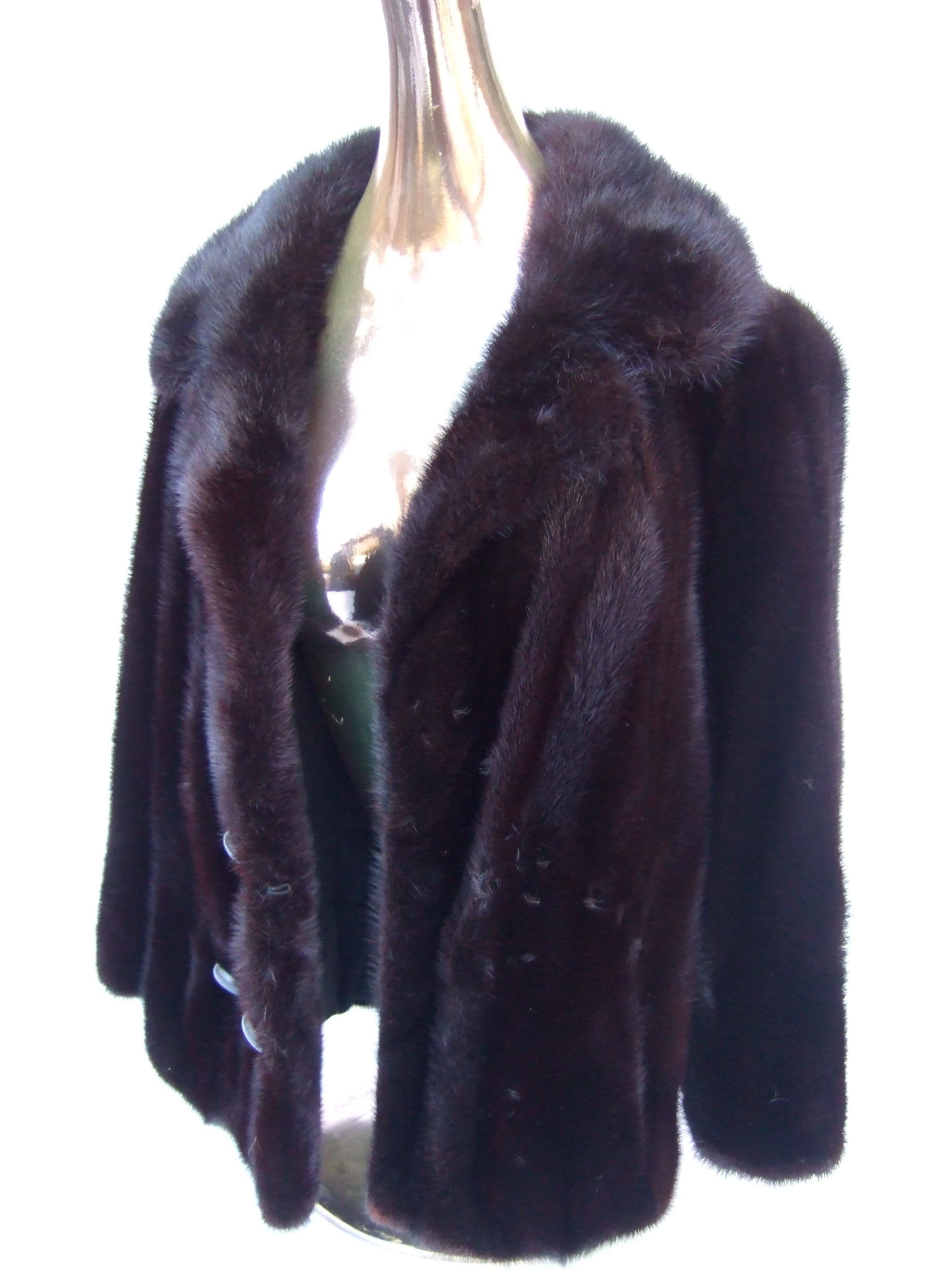 Luxurious Mahogany Plush Dark Brown Mink Fur Jacket by Bill Marre' c 1970s  2