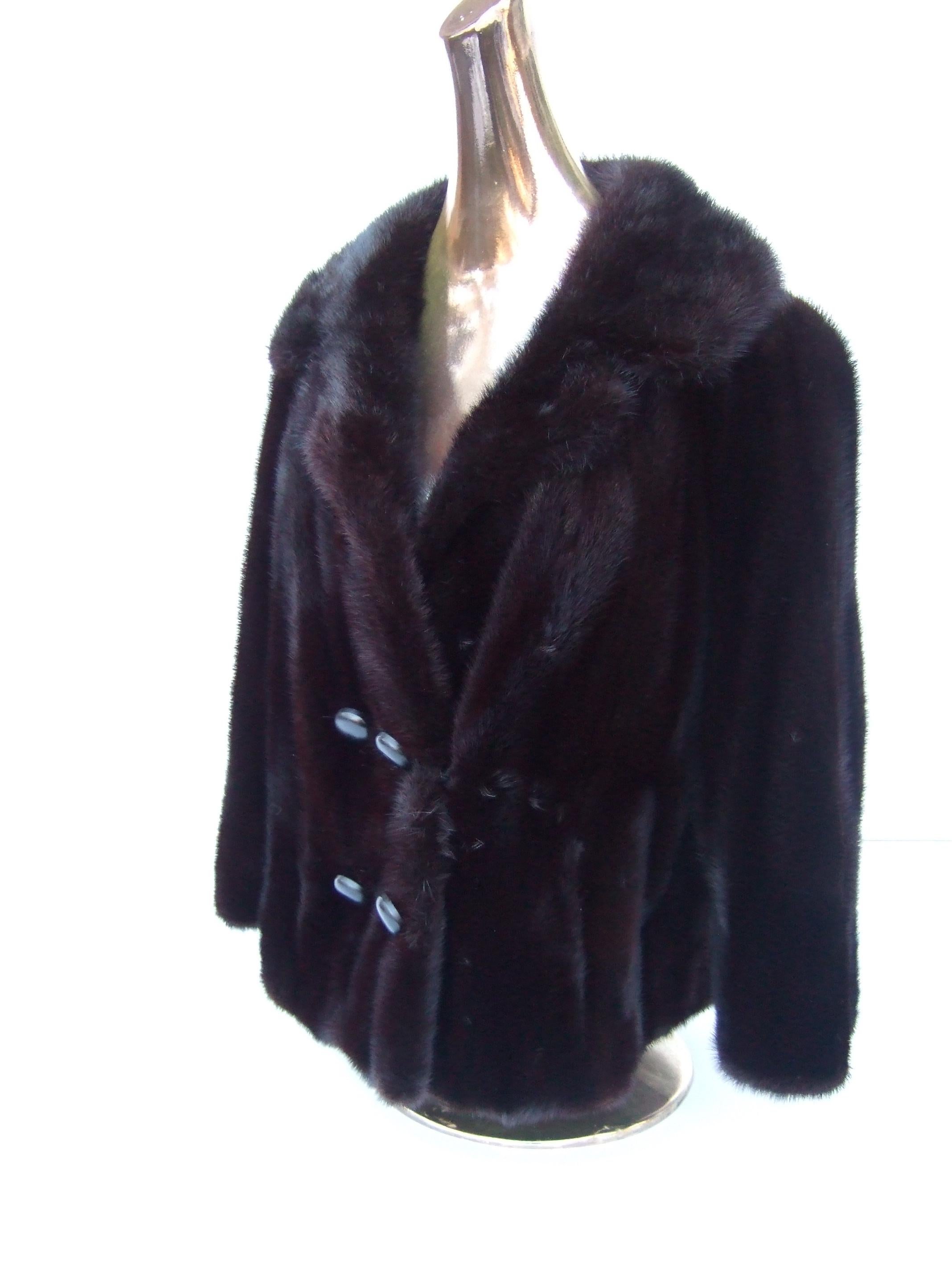 Luxurious Mahogany Plush Dark Brown Mink Fur Jacket by Bill Marre' c 1970s  3