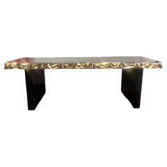 Luxurious Modern Console Table with Black Resin & Brass Details, U.S.A. 21st C.
