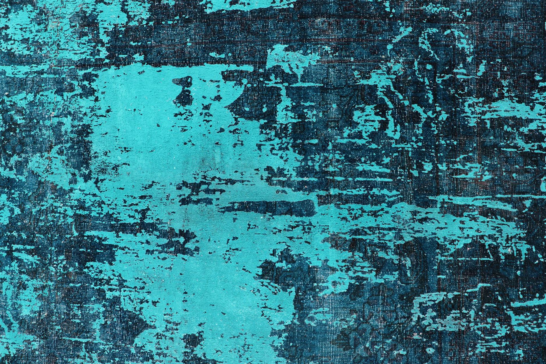 Luxurious Modern Design Vintage Rug in Shades of Blue, Turquoise, Teal and Green For Sale 2
