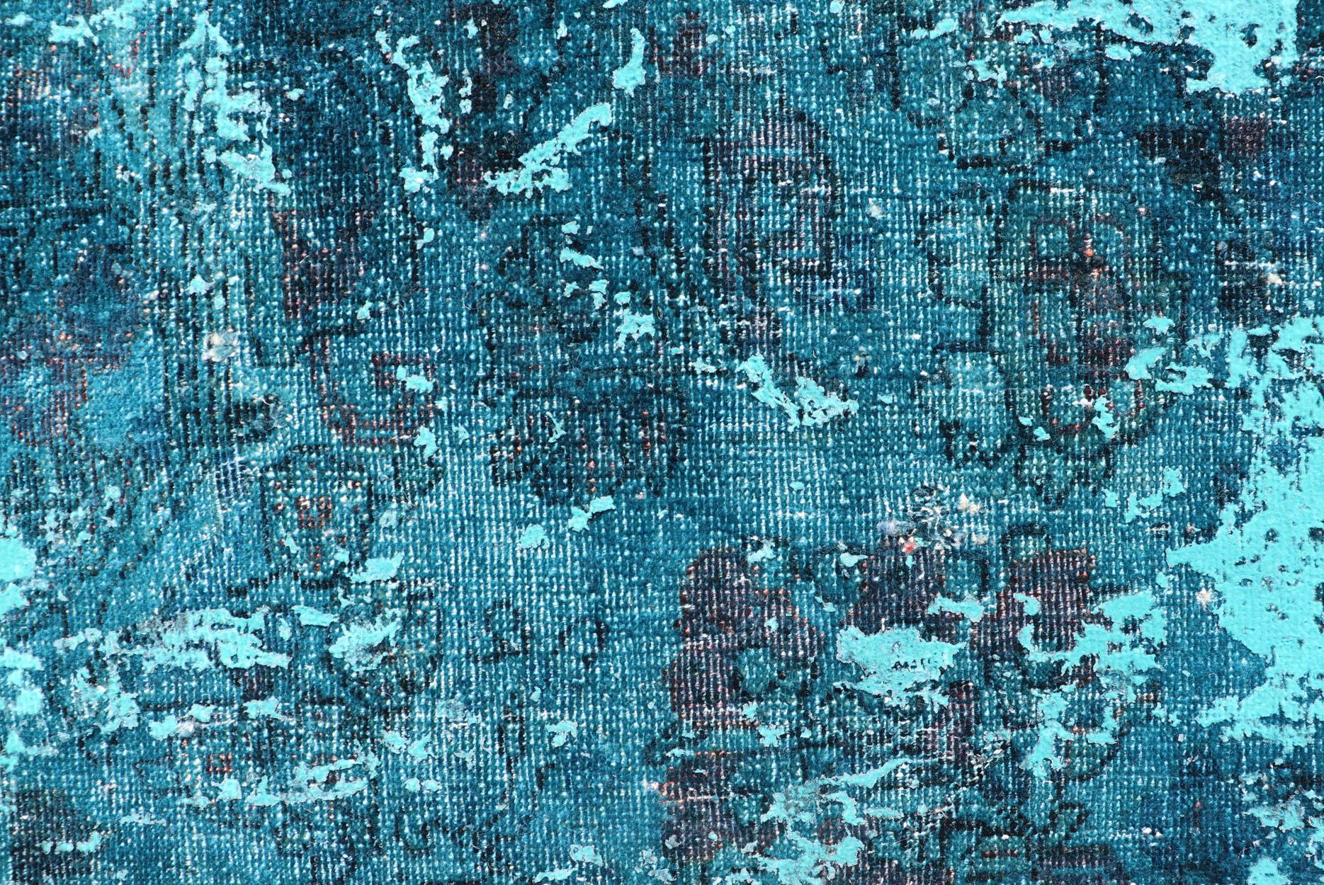 Luxurious Modern Design Vintage Rug in Shades of Blue, Turquoise, Teal and Green For Sale 4