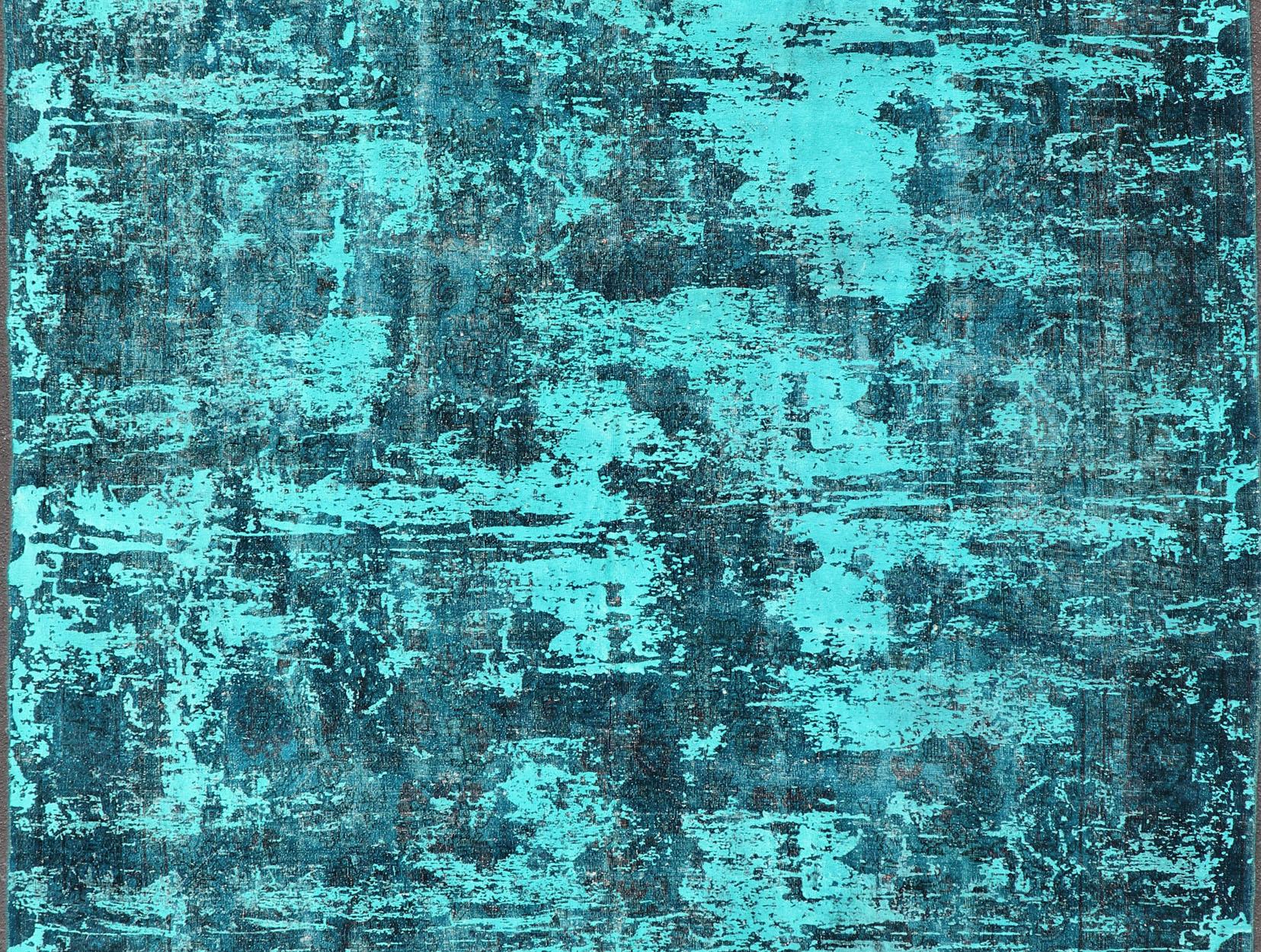 Persian Luxurious Modern Design Vintage Rug in Shades of Blue, Turquoise, Teal and Green For Sale