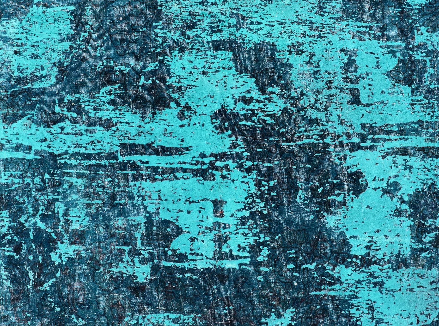 Mid-20th Century Luxurious Modern Design Vintage Rug in Shades of Blue, Turquoise, Teal and Green For Sale