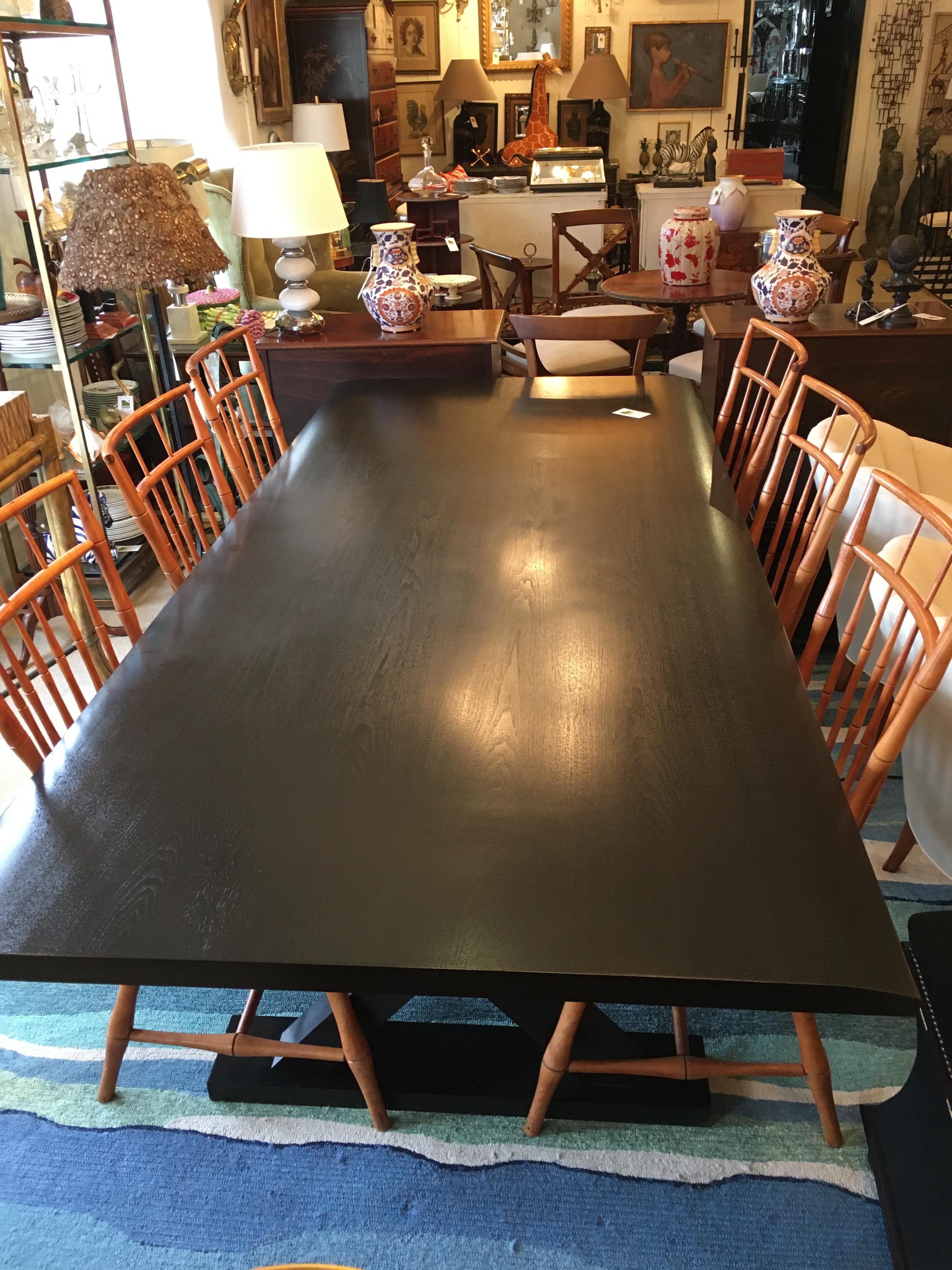 Luxurious Modern Long Courrier Ebonized Oak Christian Liaigre Dining Table 10