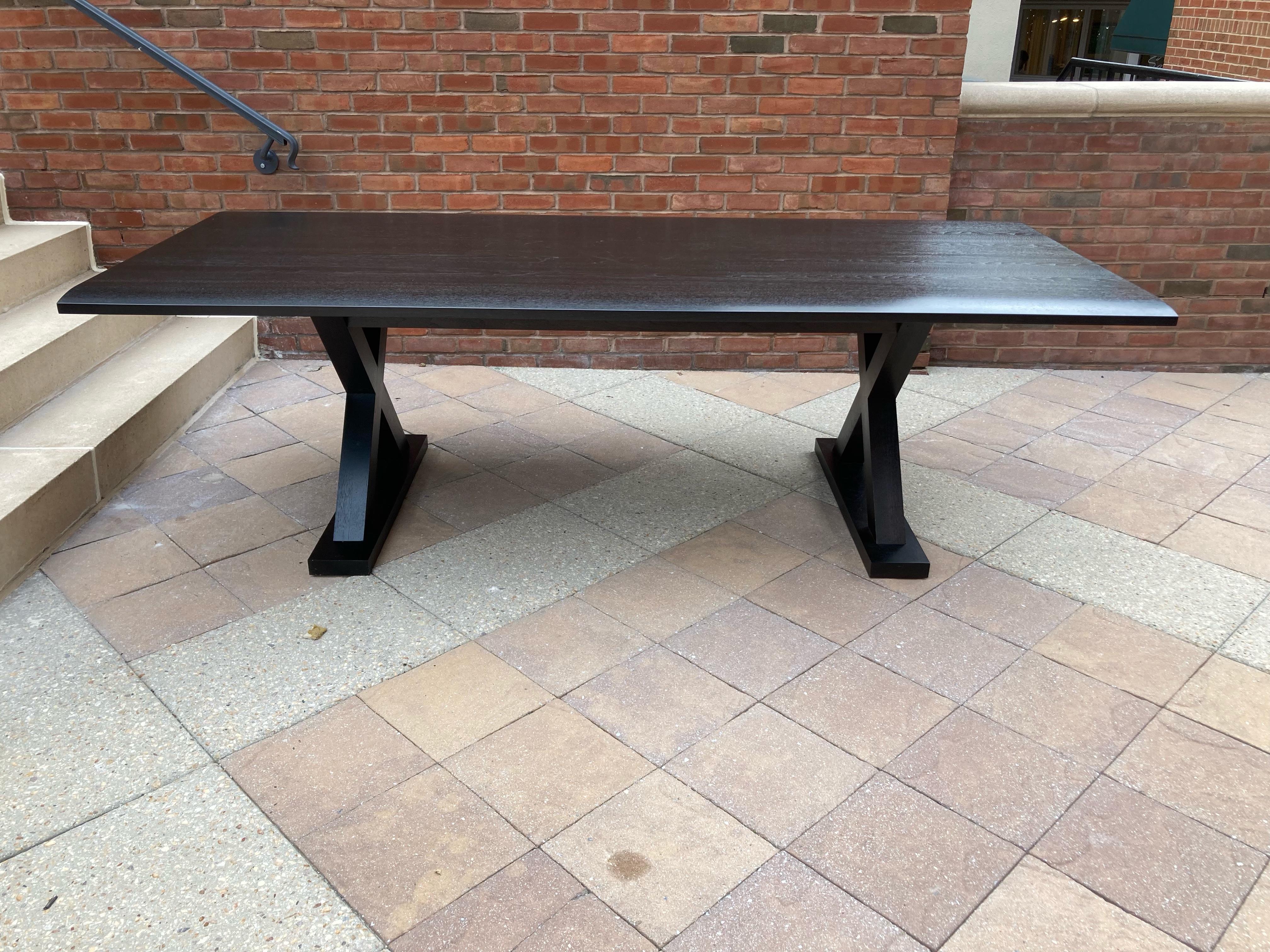 Luxurious Modern Long Courrier Ebonized Oak Christian Liaigre Dining Table In Good Condition In Hopewell, NJ