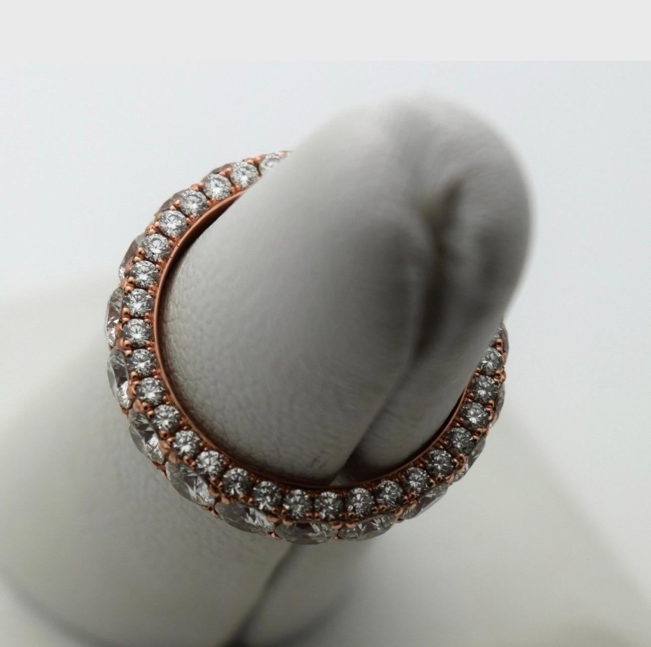 Femenino o masculino Lujoso anillo de diamantes moissanita 18KT oro rosa talla 7 en venta