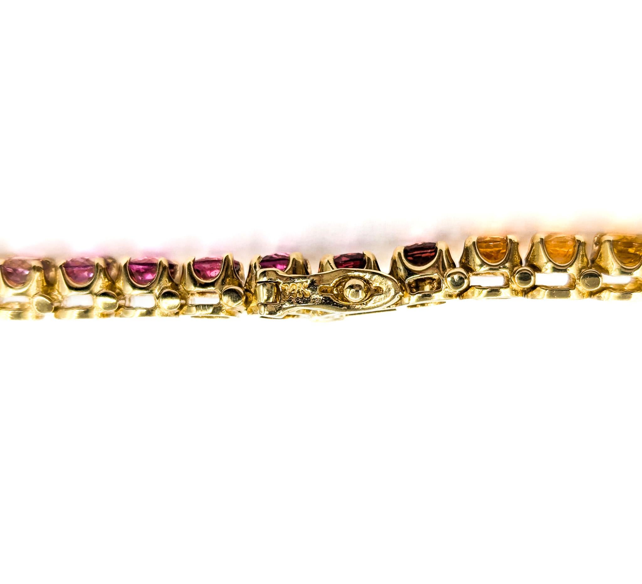 Luxuriöse Tennis-Halskette mit mehreren Edelsteinen aus 14k Gelbgold 6