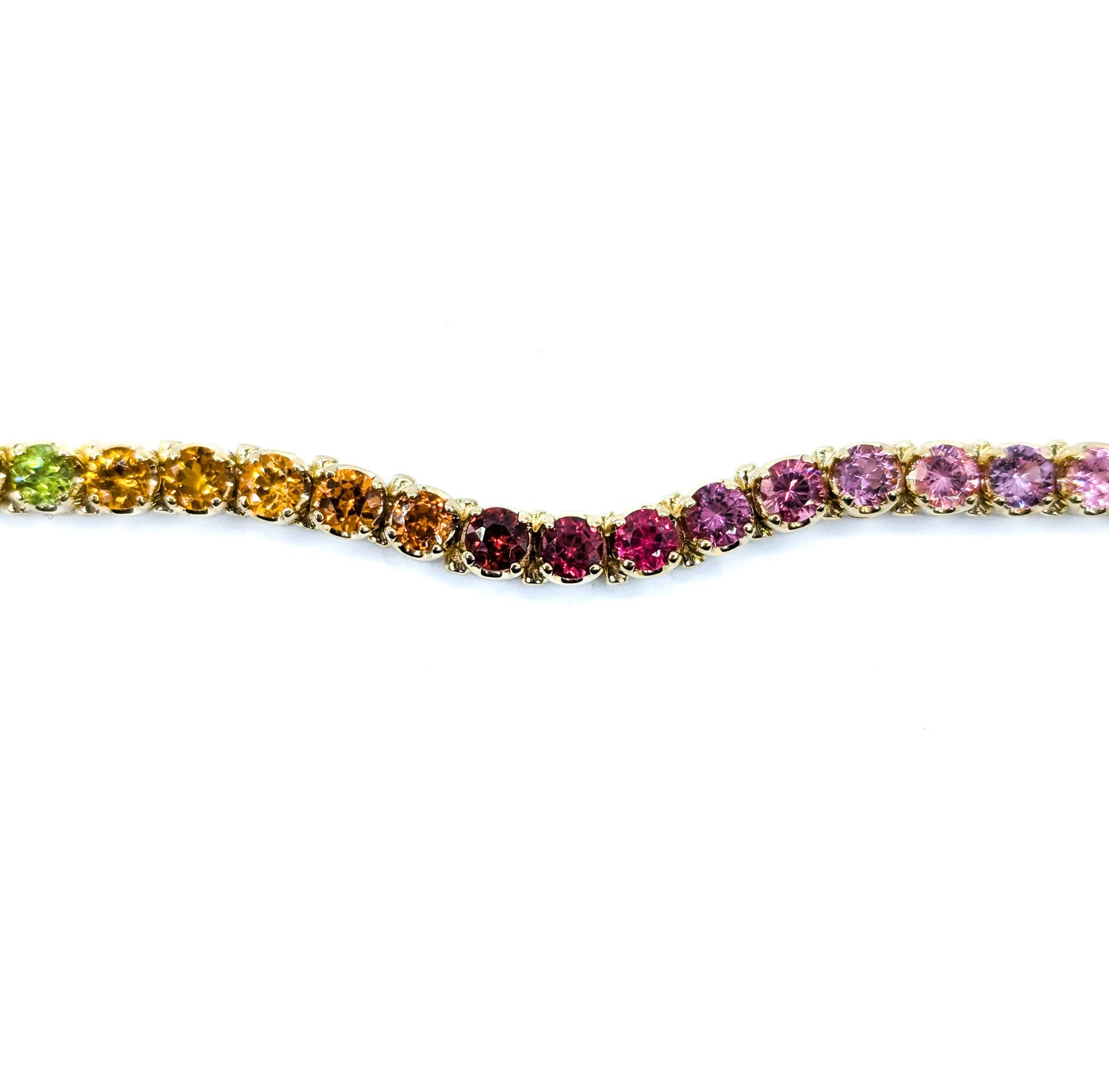 Luxuriöse Tennis-Halskette mit mehreren Edelsteinen aus 14k Gelbgold 1