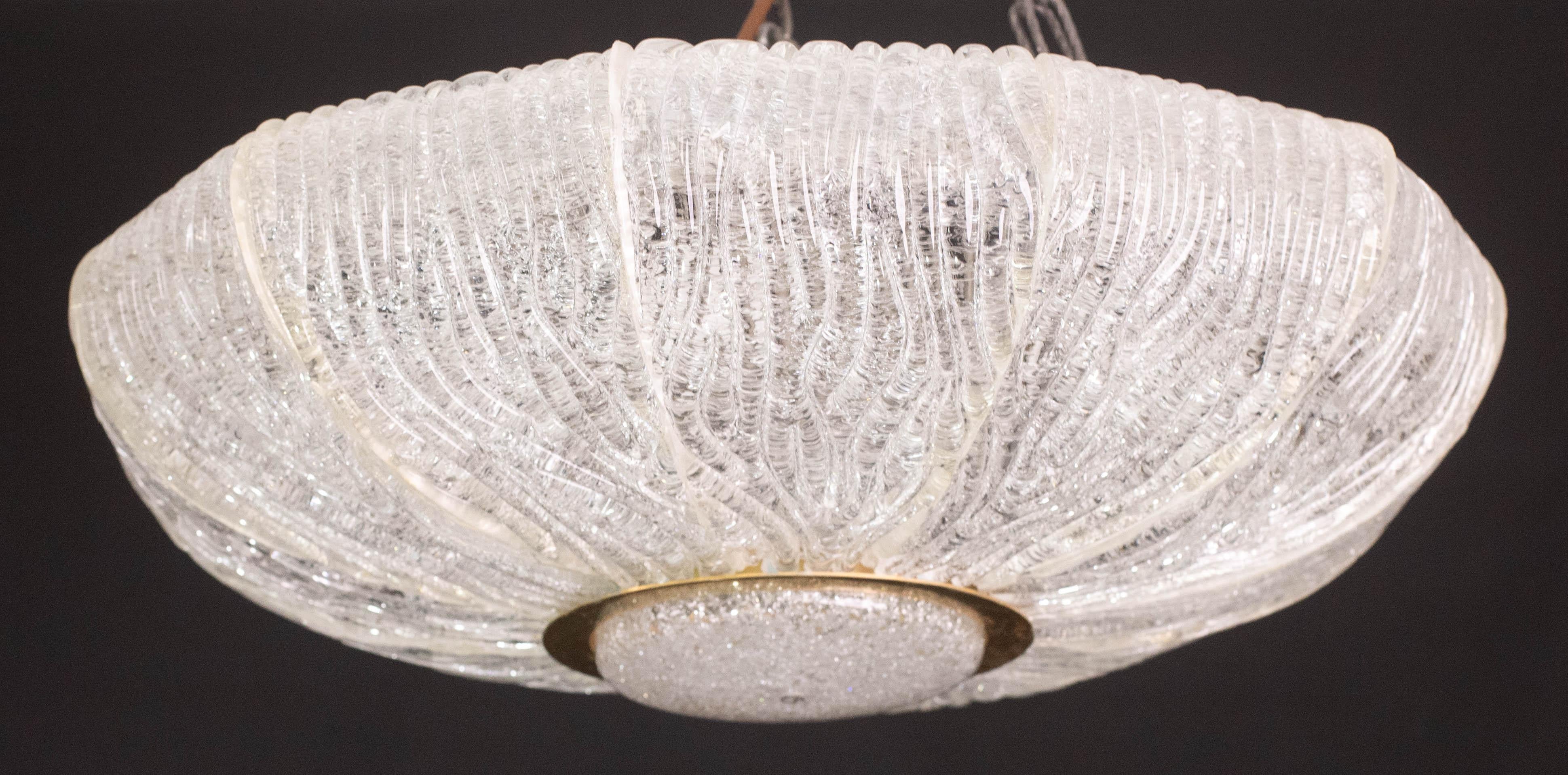 Lujosa lámpara de techo de cristal de Murano modelo Royal de Barovier e Toso, años 70 en venta 4