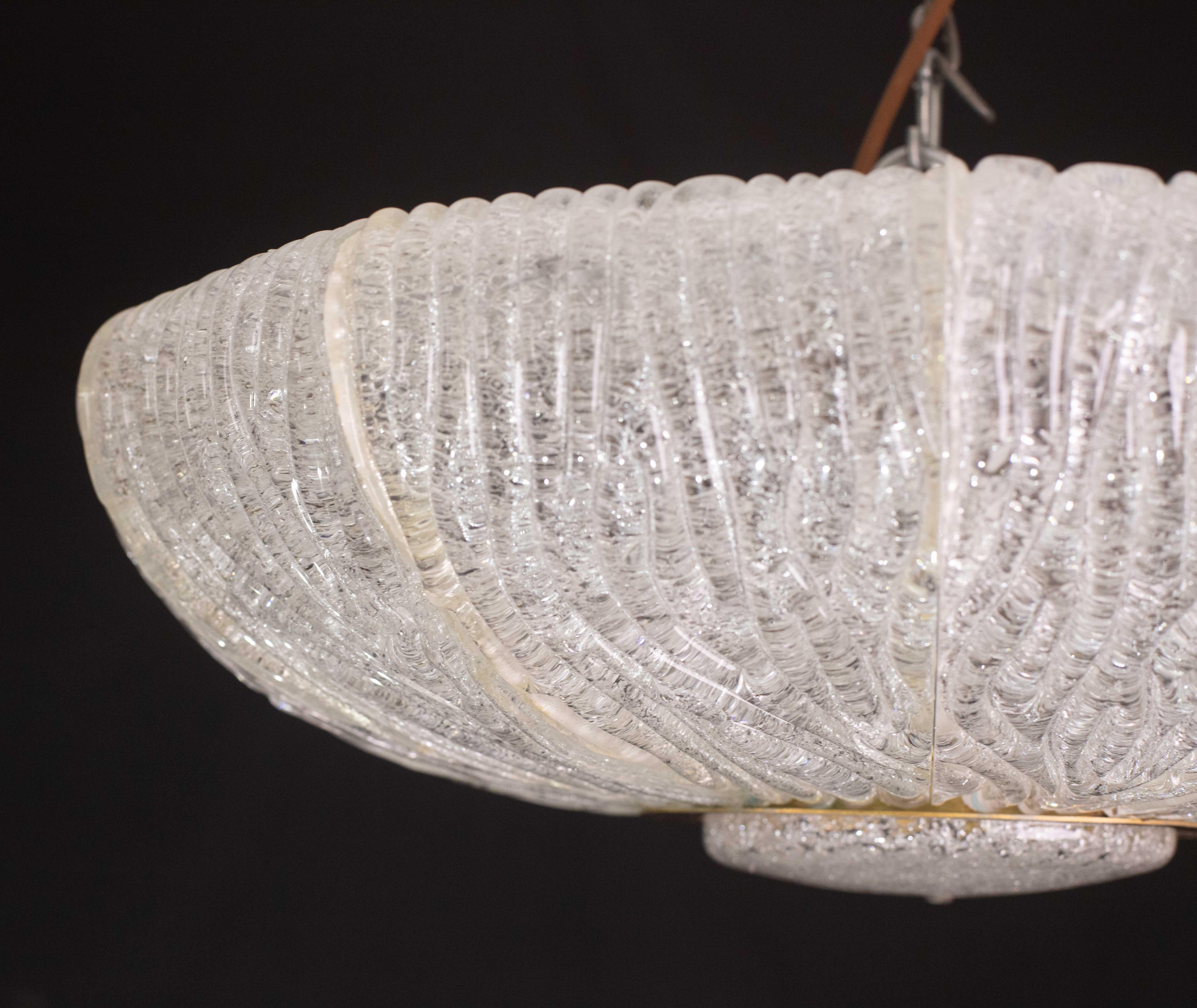 Lujosa lámpara de techo de cristal de Murano modelo Royal de Barovier e Toso, años 70 en venta 6