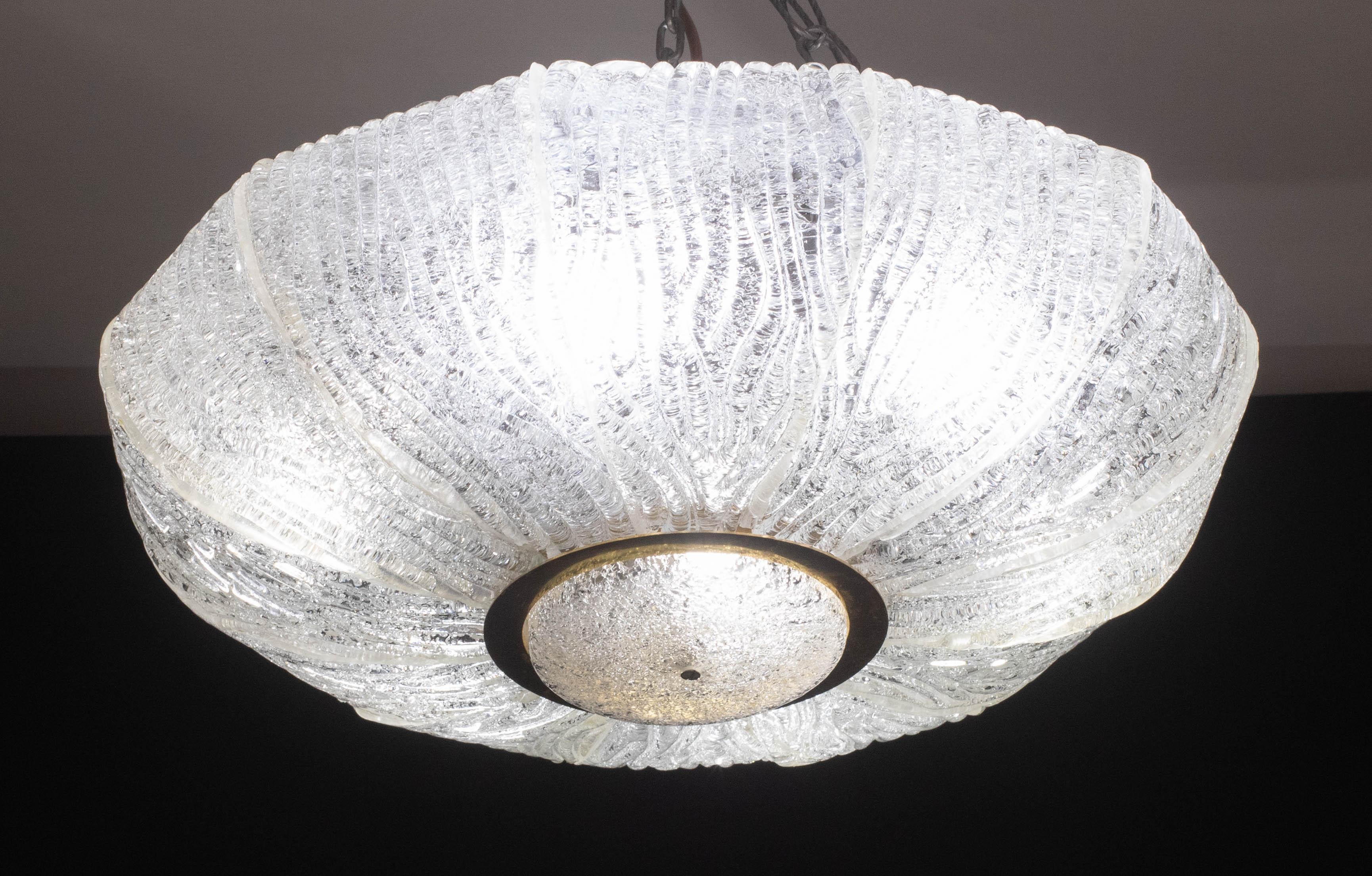 Lujosa lámpara de techo de cristal de Murano modelo Royal de Barovier e Toso, años 70 en Bueno estado para la venta en Roma, IT
