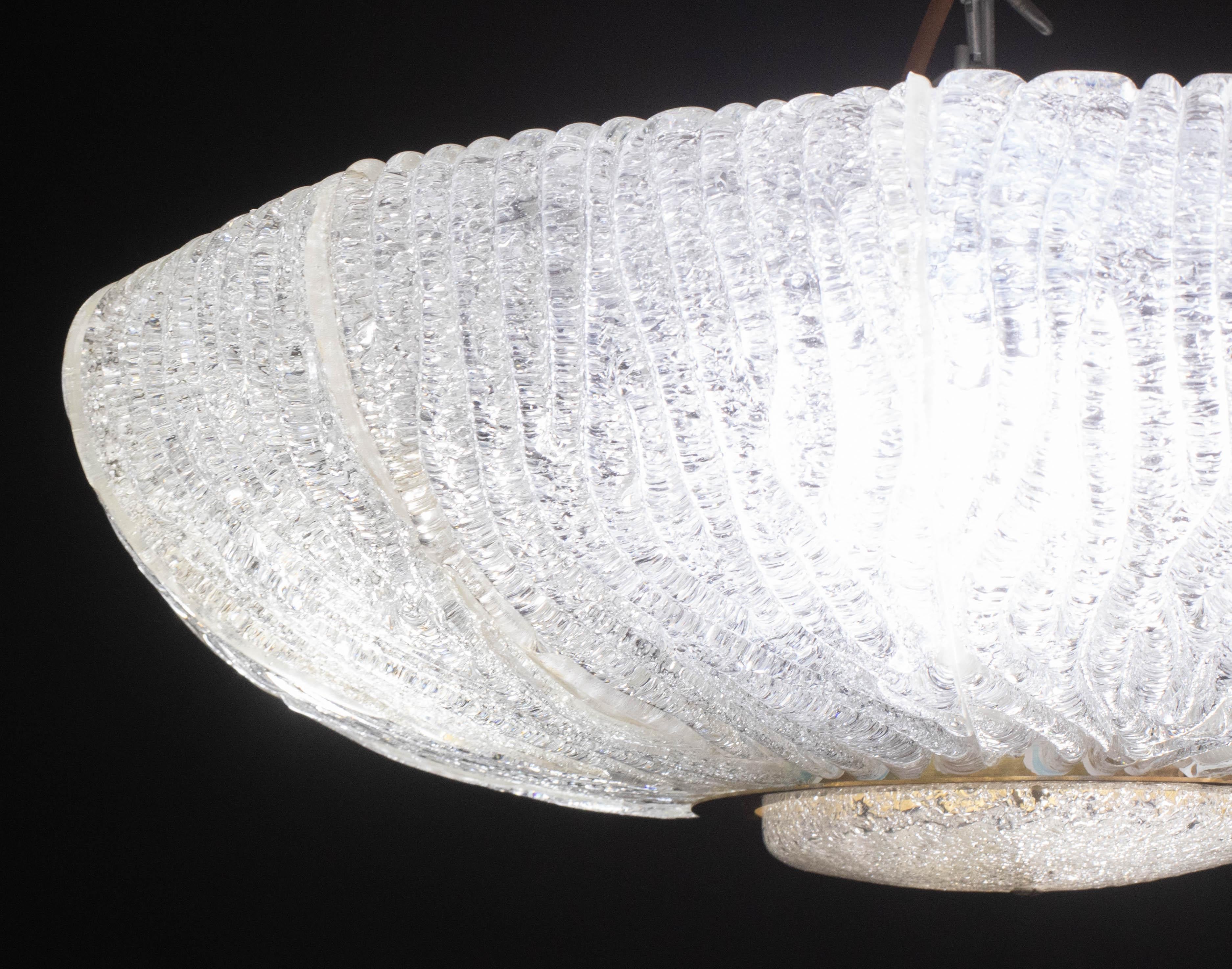 Lujosa lámpara de techo de cristal de Murano modelo Royal de Barovier e Toso, años 70 Cristal de Murano en venta