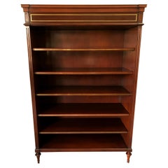 Luxurious Nancy Corzine Solid Mahogany and Inlaid Brass Bookcase