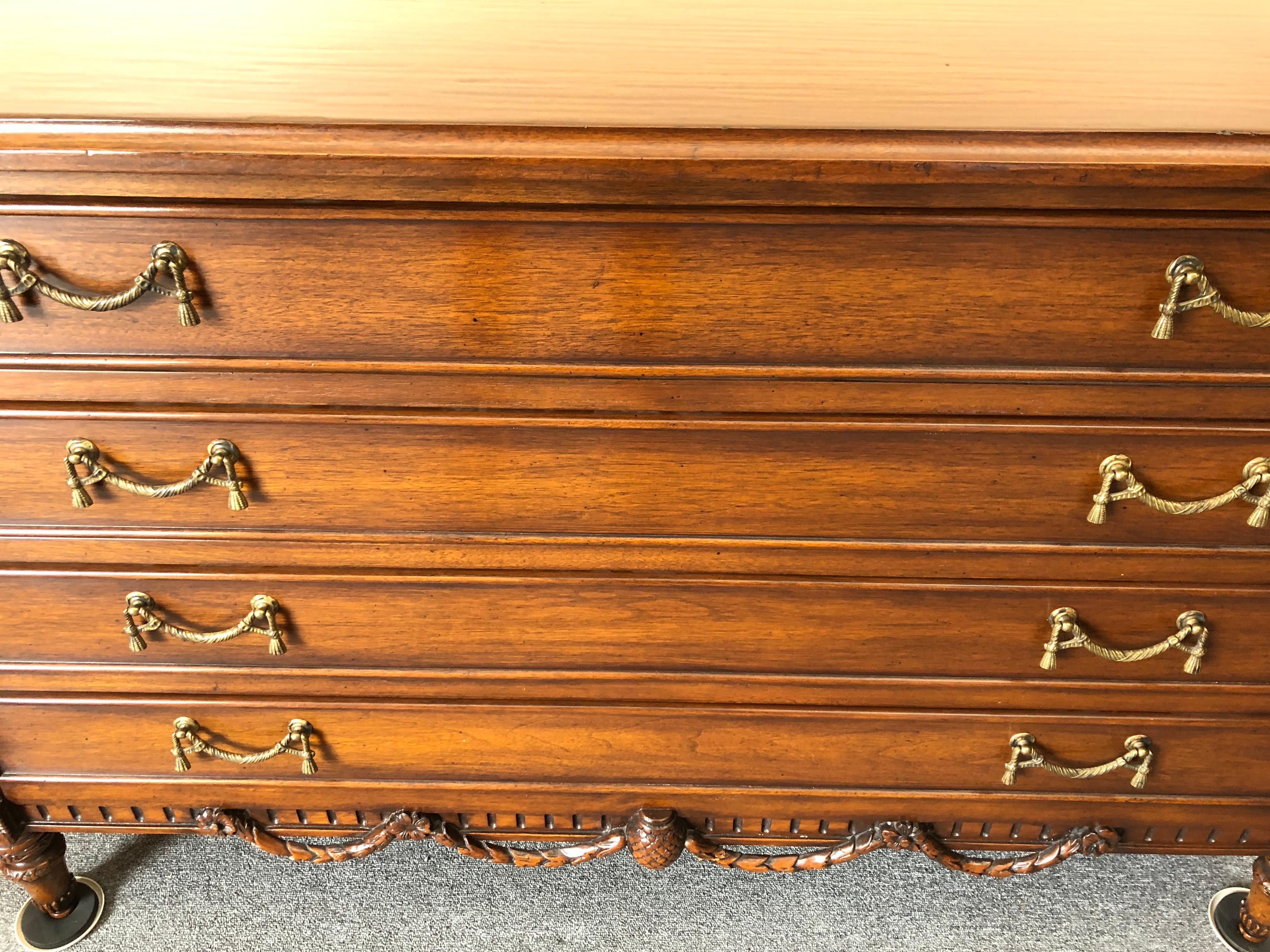 Brass Luxurious Nancy Corzine Solid Mahogany French Style Chest of Drawers Commode For Sale