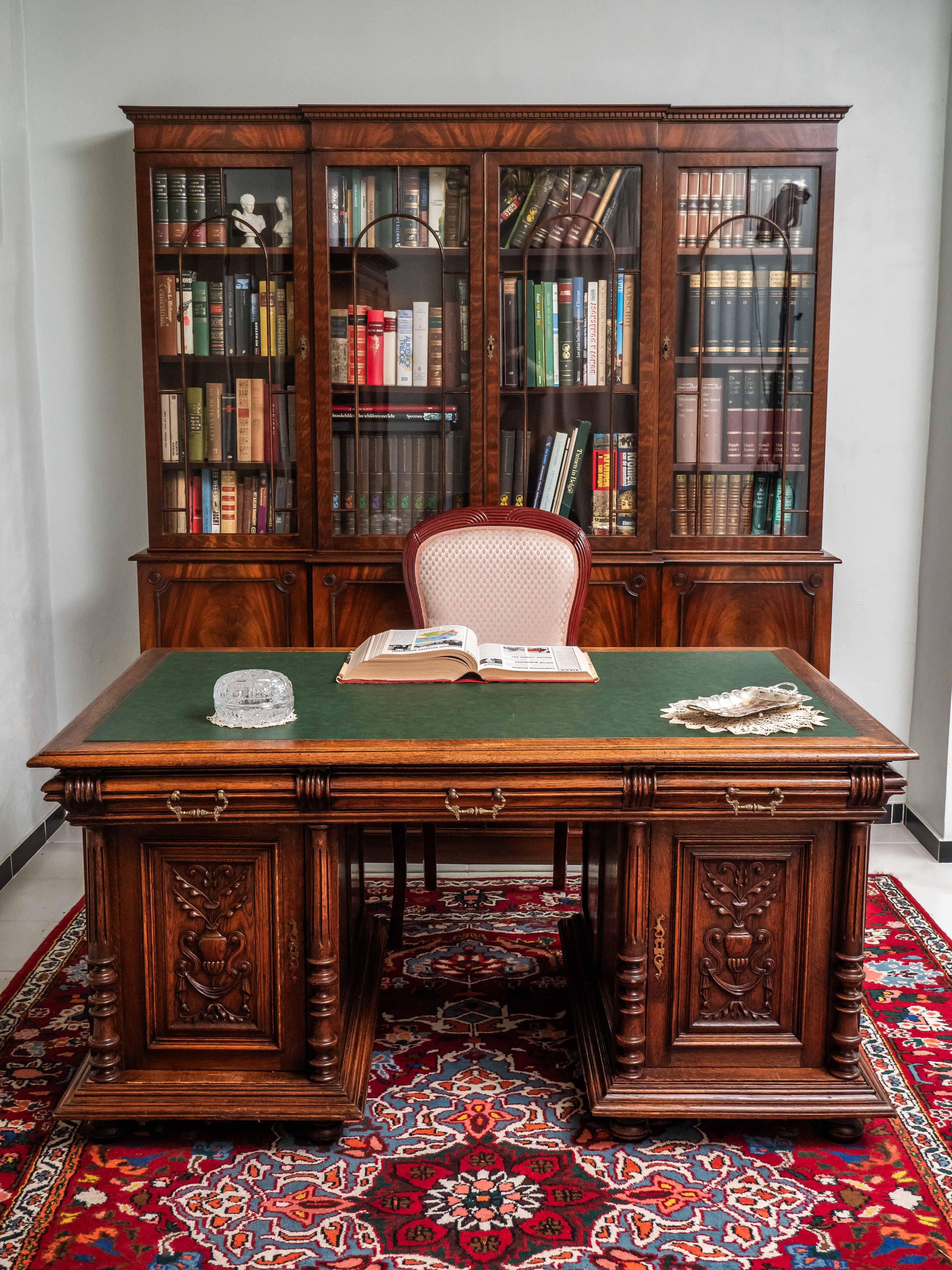 European Luxurious Neo-Renaissance desk made of solid oak