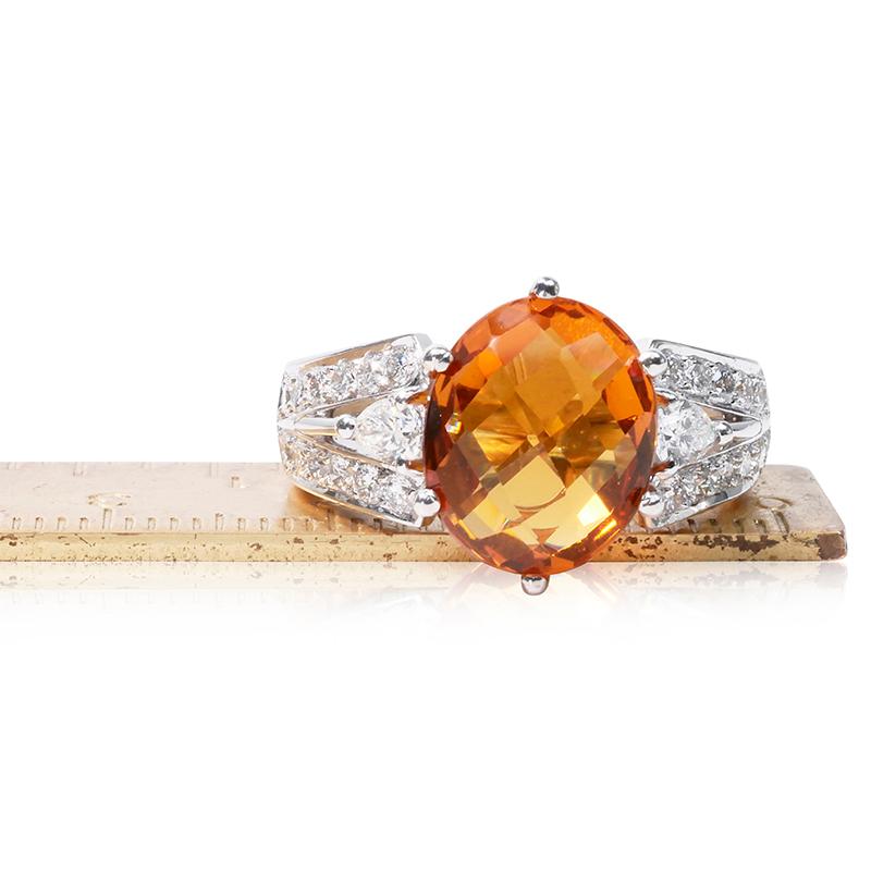 Luxurious Oval Ring with 4.38 ct Citrine Natural Gemstone and Diamonds- IGI Cert 1