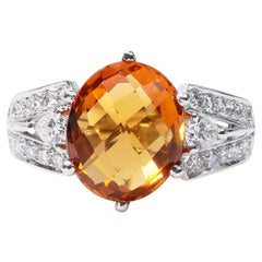 Luxurious Oval Ring with 4.38 ct Citrine Natural Gemstone and Diamonds- IGI Cert