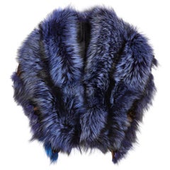 Luxurious Oversized Blue Fox Fringe Fur Collar Wrap