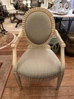 Luxurious Painted Carved Wood French Upholstered Bergeres Chairs