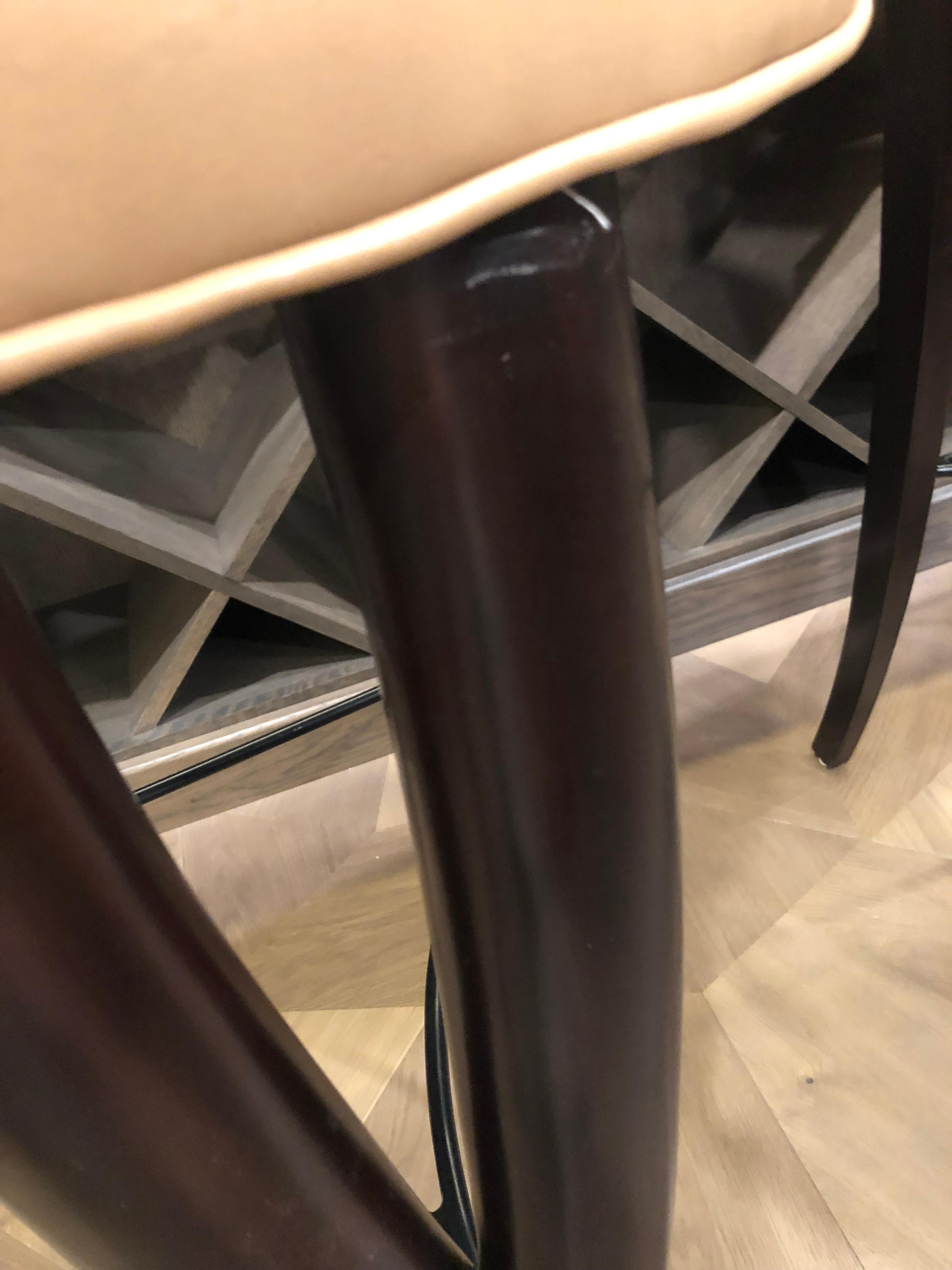 Luxurious Pair of Christopher Guy Xaviera Barstools with Leather Seats For Sale 6