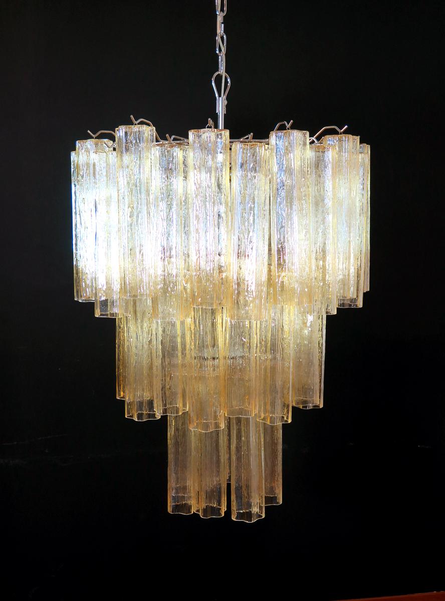 Metal Luxurious Pair of Gold-Colored Murano Chandeliers For Sale