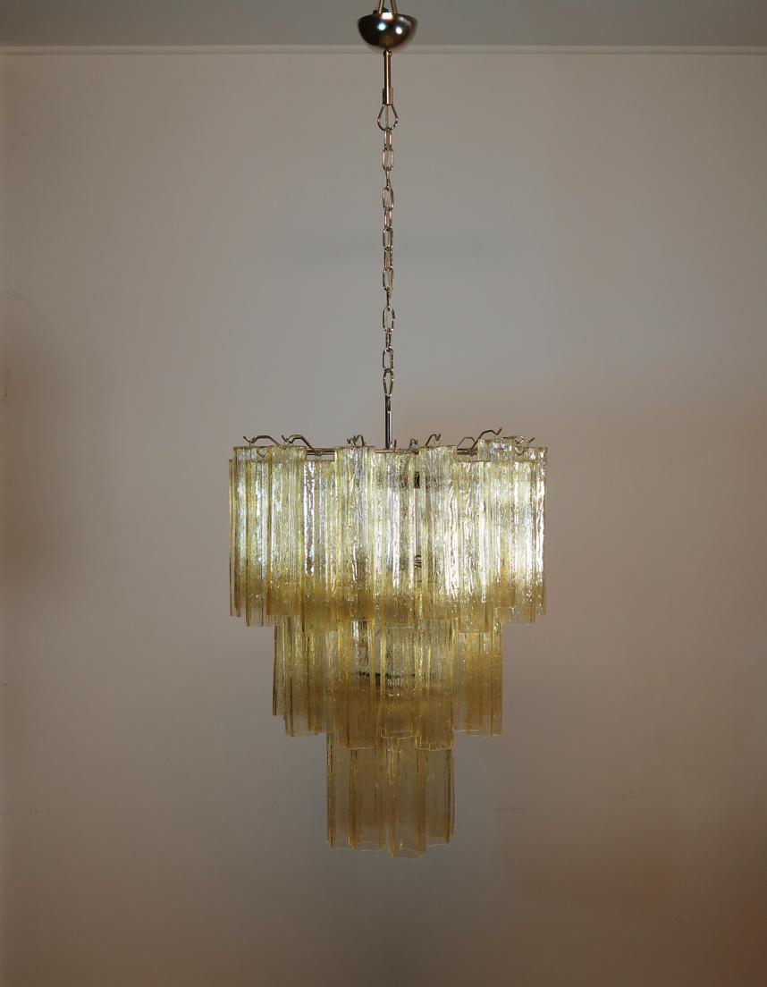 Luxurious Pair of Gold-Colored Murano Chandeliers For Sale 3