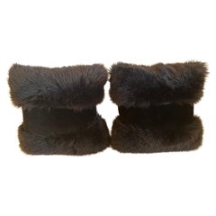 Luxuriöses Paar handgefertigter Kissen aus Shearling und gemischtem Pelz, Paar