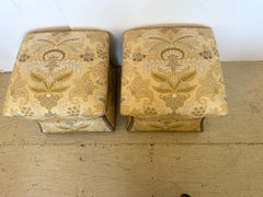Luxurious Pair of Upholstered Stools with Nailheads