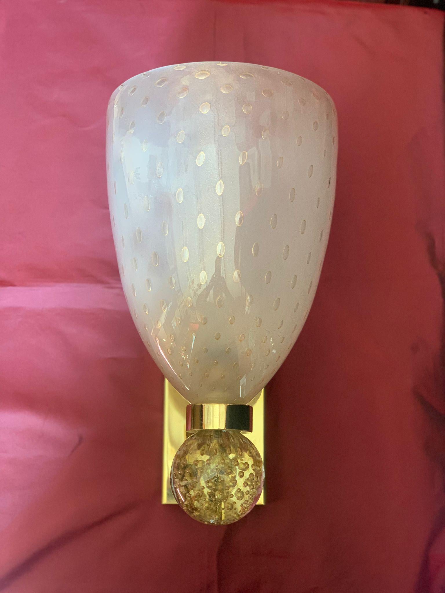 Italian Luxurious Pair of Wall Lamps by Barovier & Toso, Murano, 1960s For Sale
