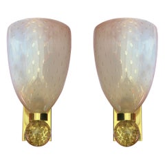 Paire de luxueuses lampes murales par Barovier & Toso, Murano, années 1960
