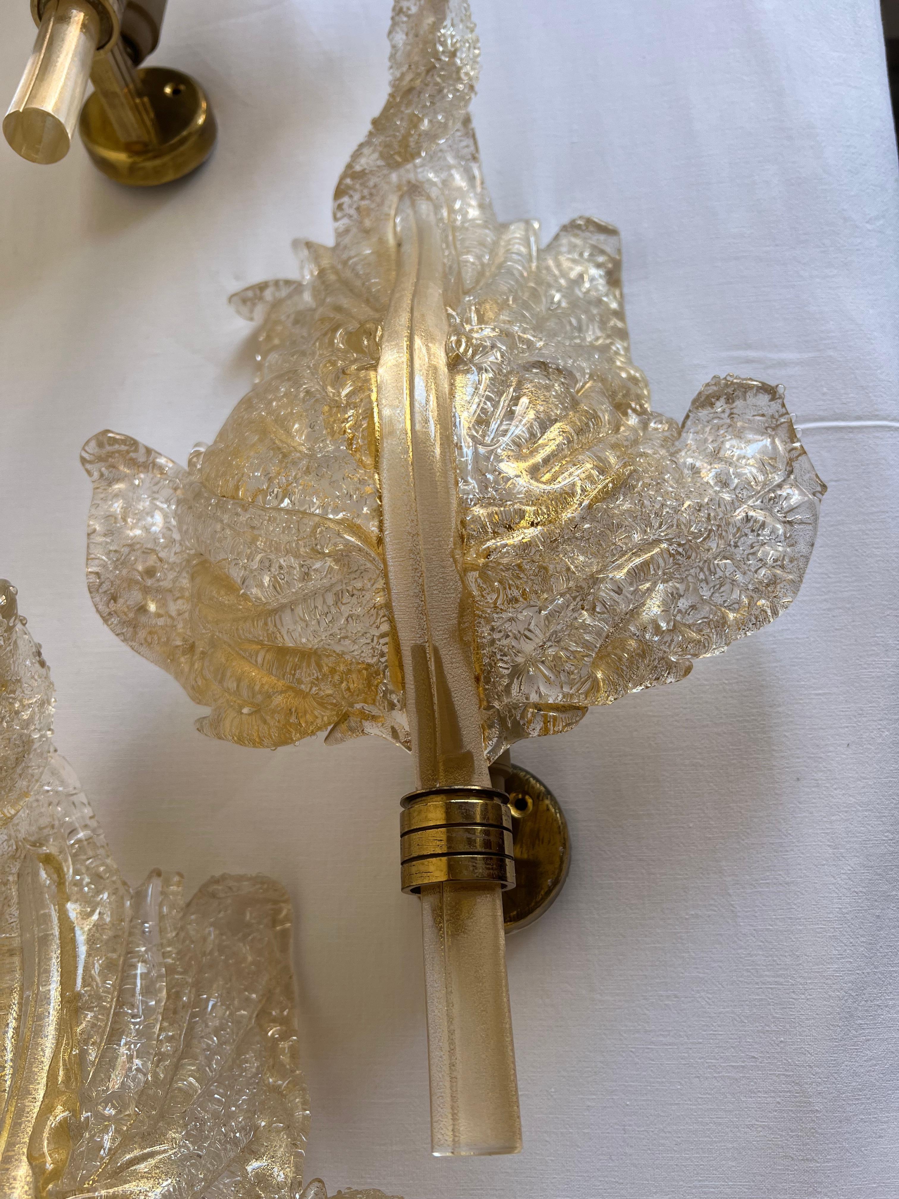 Luxuriöses Paar Wandleuchten von Barovier & Toso, Murano, 1980er Jahre im Angebot 8