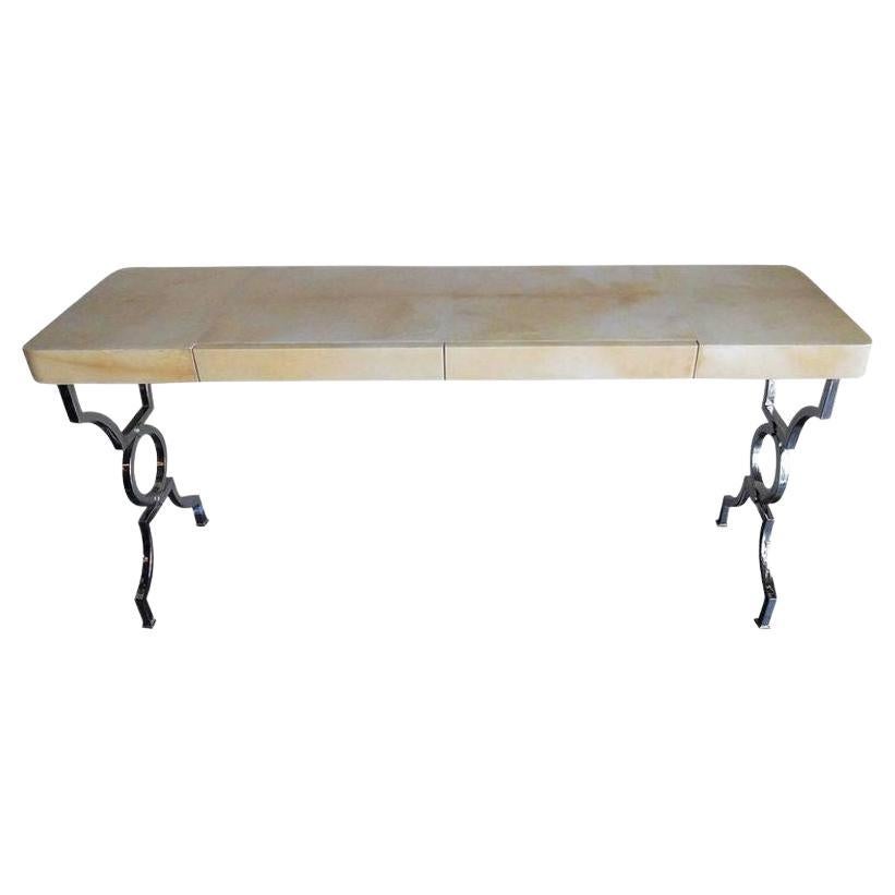 Luxurious Parchment Console Table, Italy, 1960's For Sale