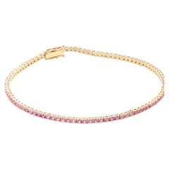 Lussuoso bracciale tennis in oro giallo 14K (personalizzato) con zaffiro rosa