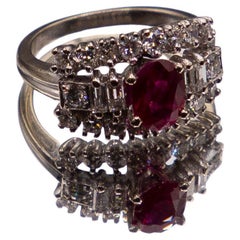 Luxurious Platinum Burma Ruby Ring with 1.22ct Ruby and 0.98ct Diamond Accents