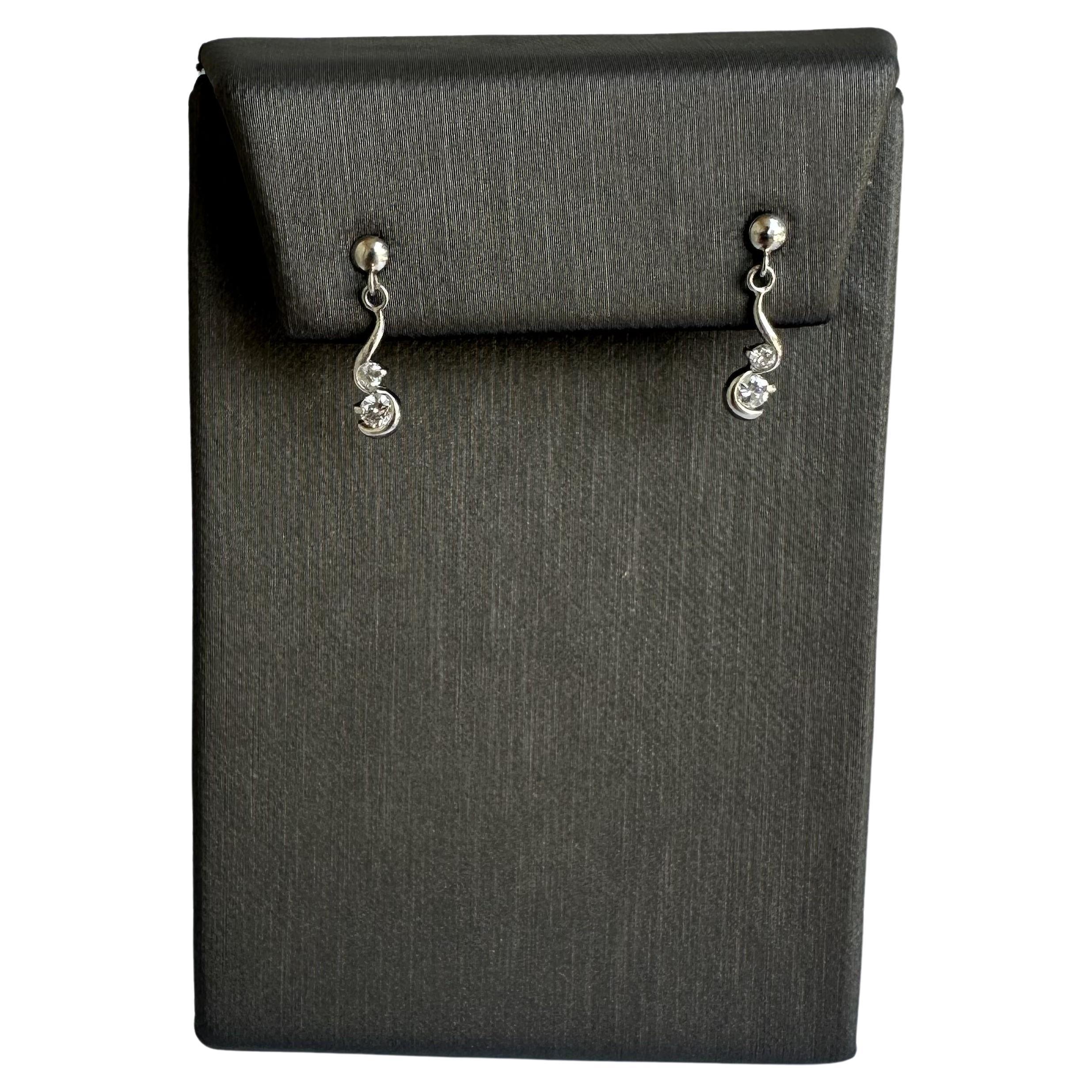 Luxurious Platinum Diamond Dangle Earrings - 0.24ctw GH SI, 5/8" Length, New For Sale