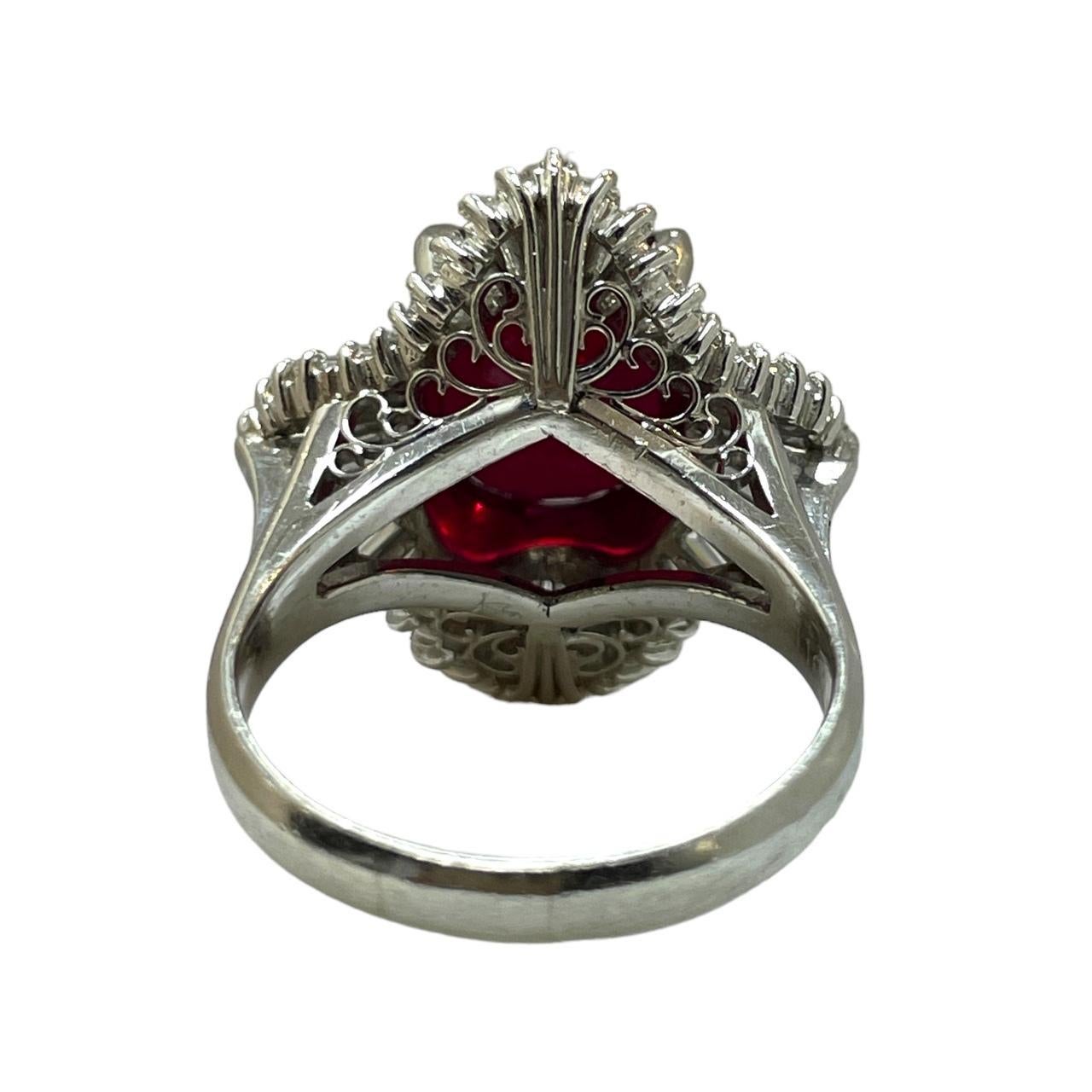 Luxurious Platinum IGI Appraised 8.08 Carat Ruby and 1.84 Ct Diamond Halo Ring 1