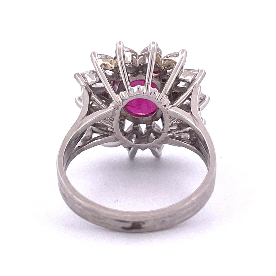 Retro Luxurious Platinum Ruby and Diamond Ring For Sale