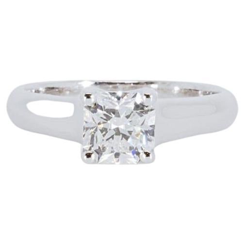 Luxurious Platinum Solitaire Ring with 0.77 ct Natural Diamonds