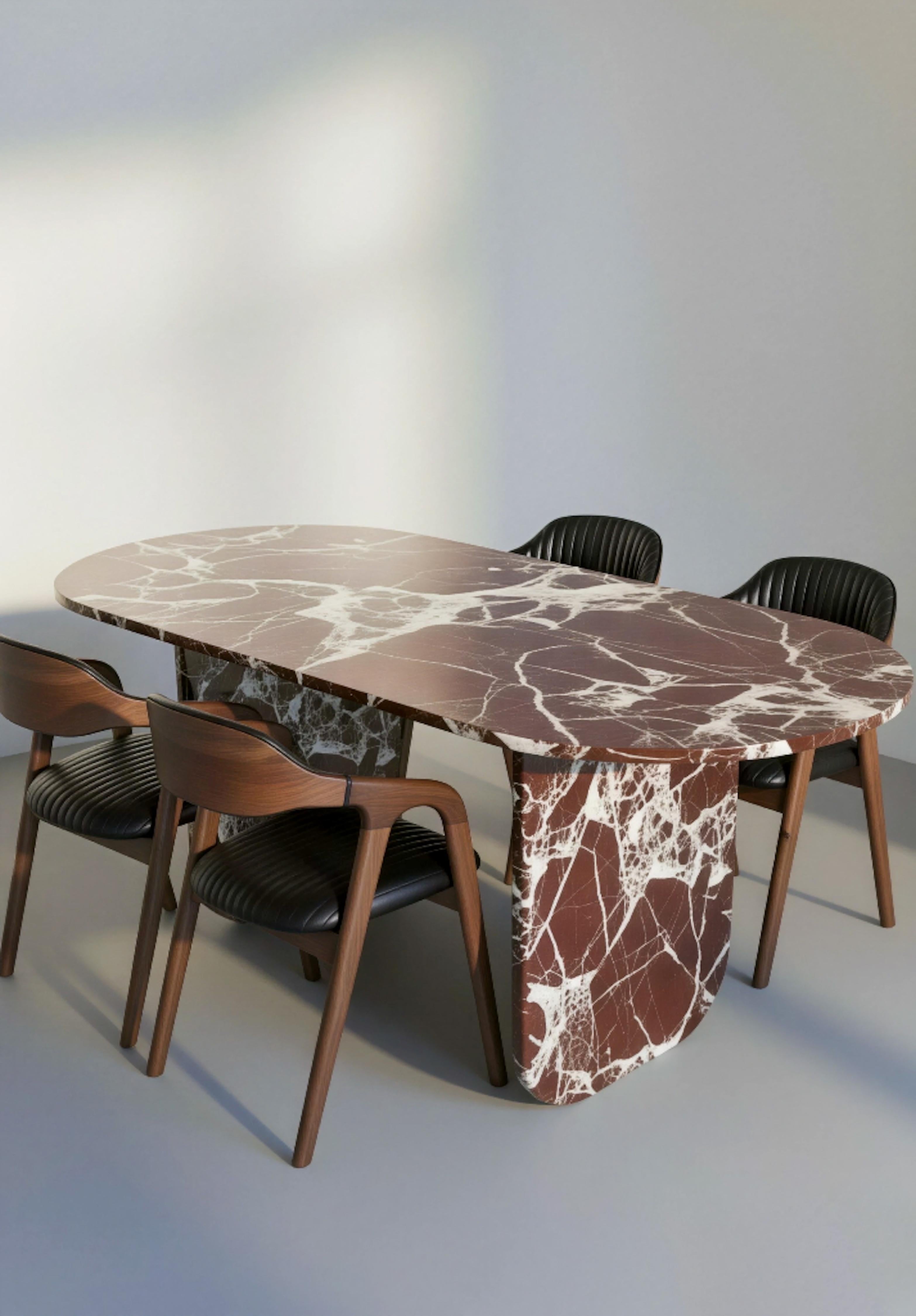 Luxueux marbre rouge italien - Table de salle à manger en marbre Rosso Levanto en vente 3