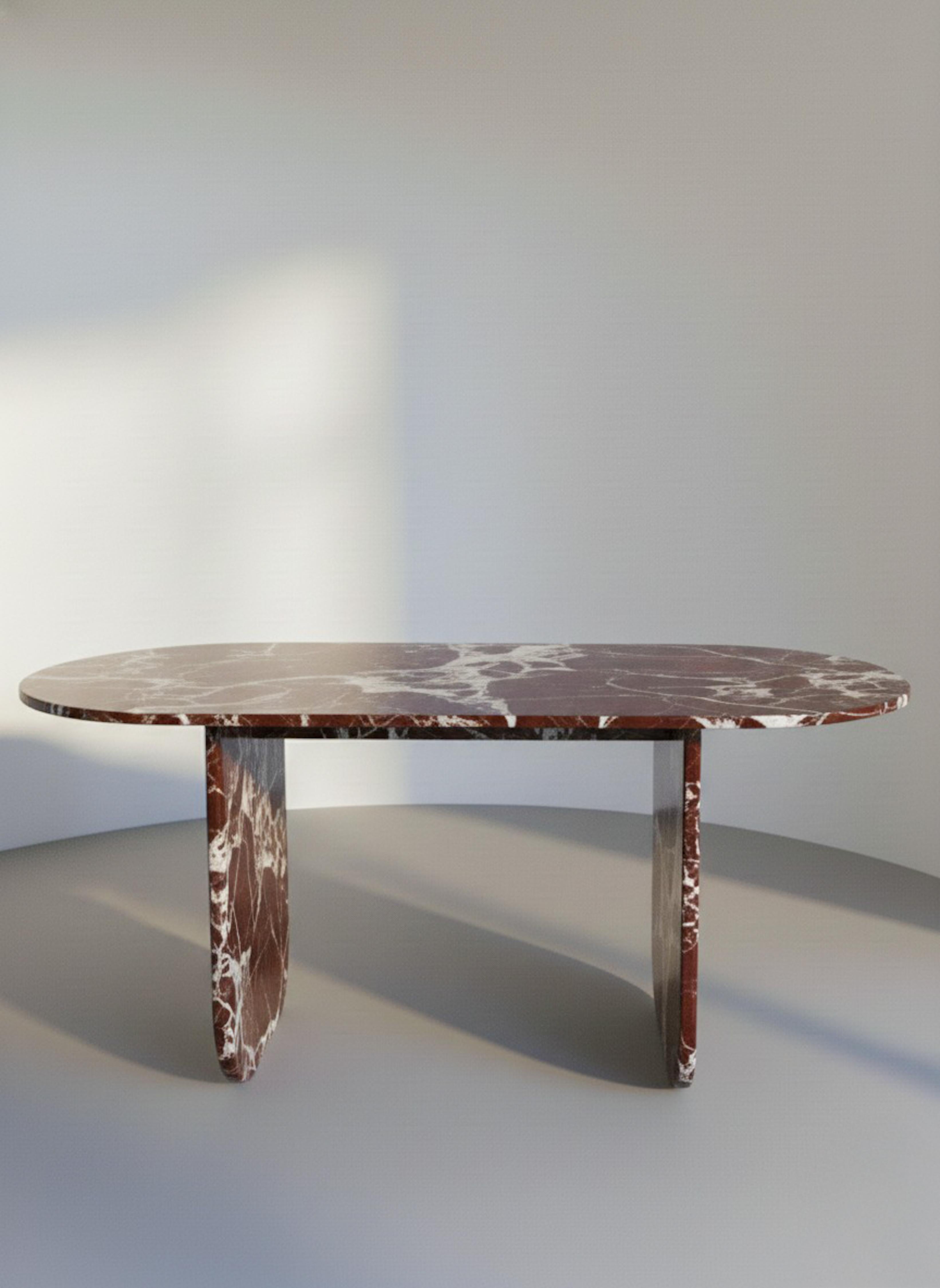 Marbre Luxueux marbre rouge italien - Table de salle à manger en marbre Rosso Levanto en vente