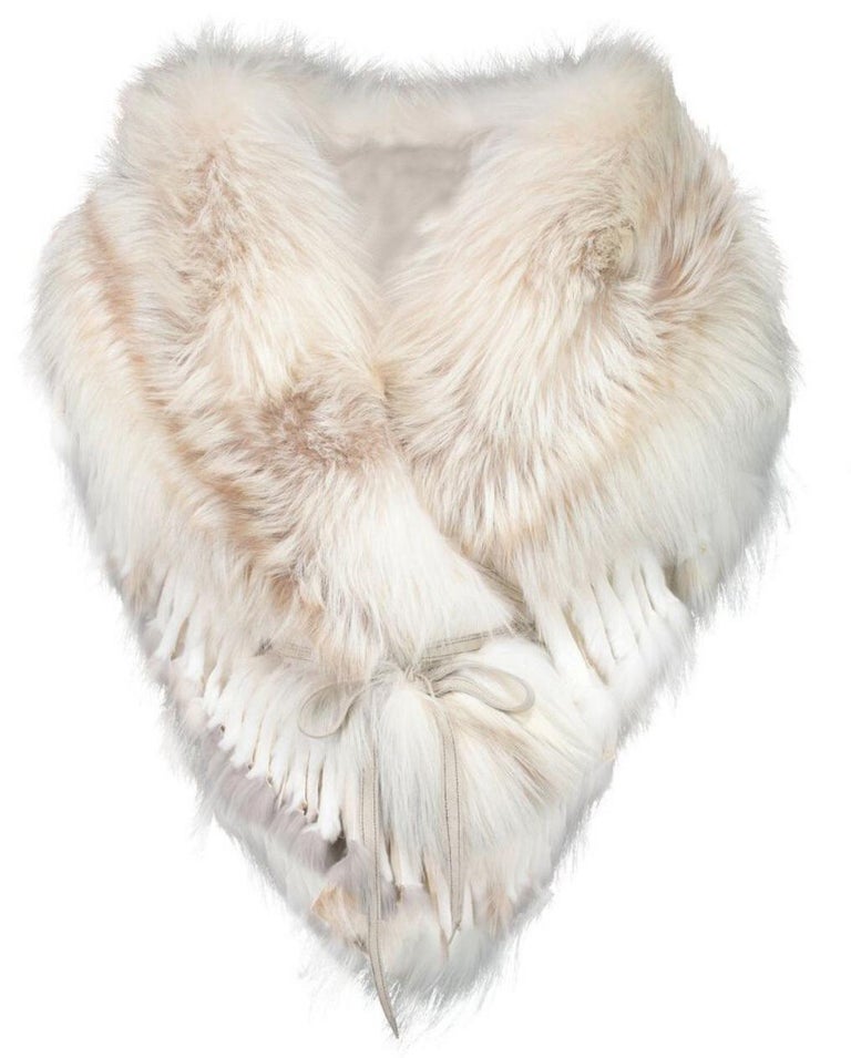Luxurious Rich Ecru Fox Fur Statement Stole Wrap For Sale at 1stDibs