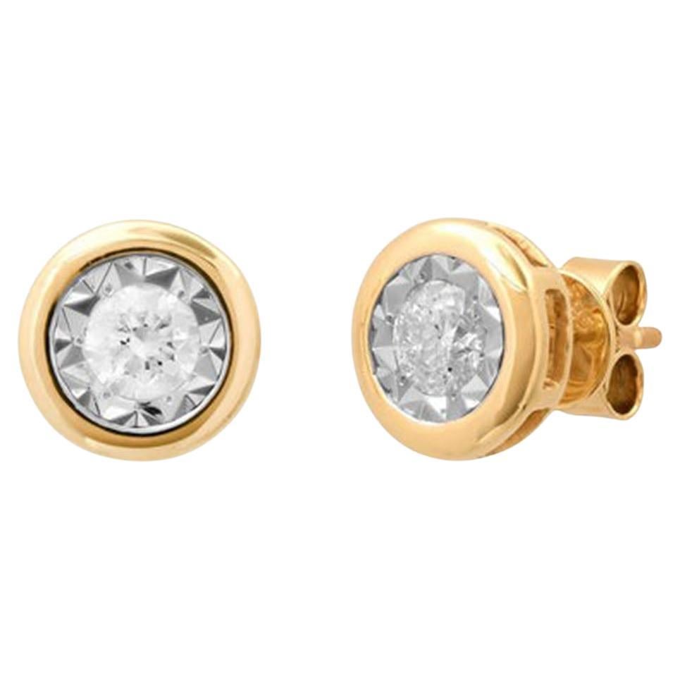 Luxurious Round 14K (or 18k upon request) Yellow Gold Diamond Stud Earrings